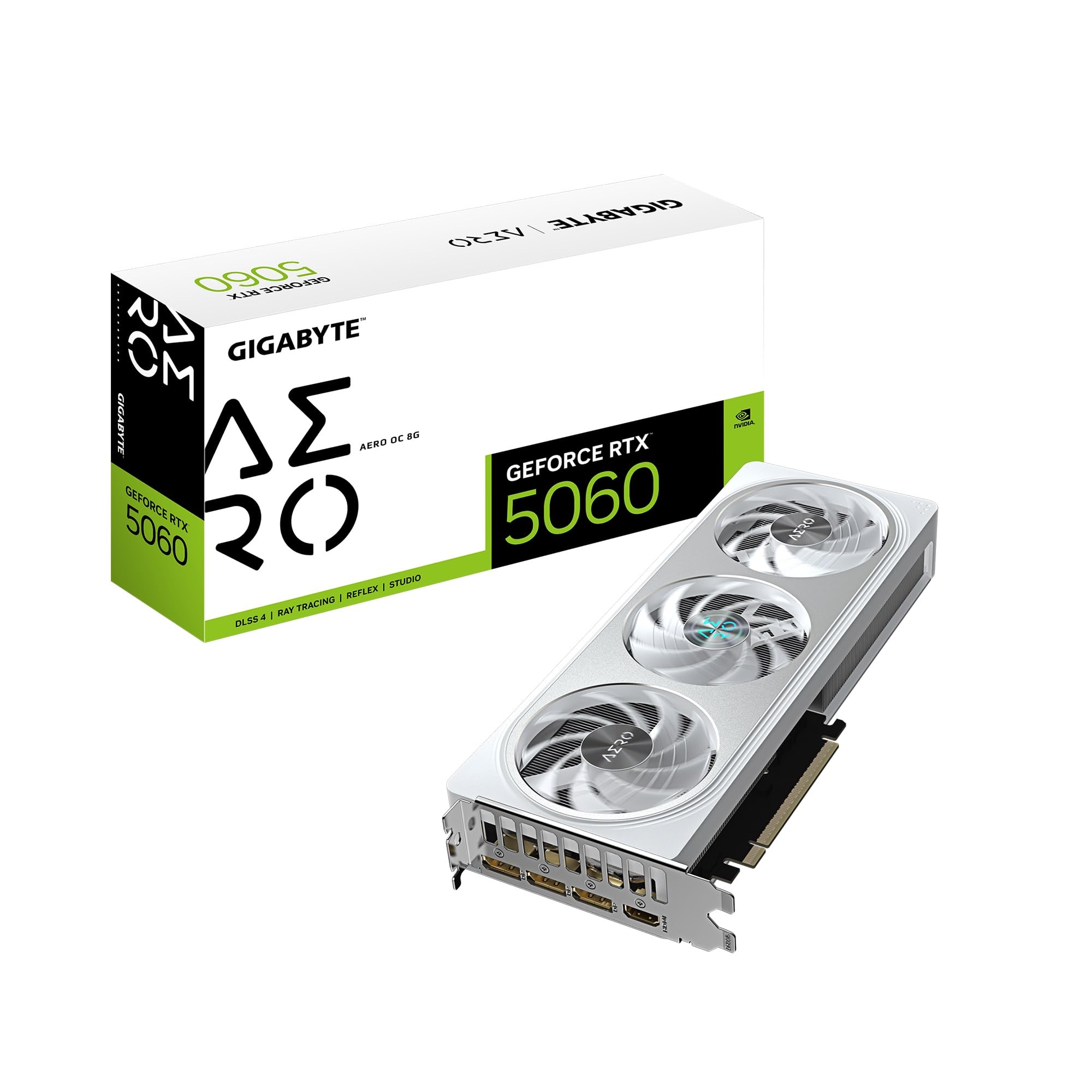 GIGABYTE GeForce RTX 5060 AERO OC 8G Graphics Card, 8GB 128-bit GDDR7, PCIe 5.0, WINDFORCE Cooling System, GV-N5060AERO OC-8GD Video Card
