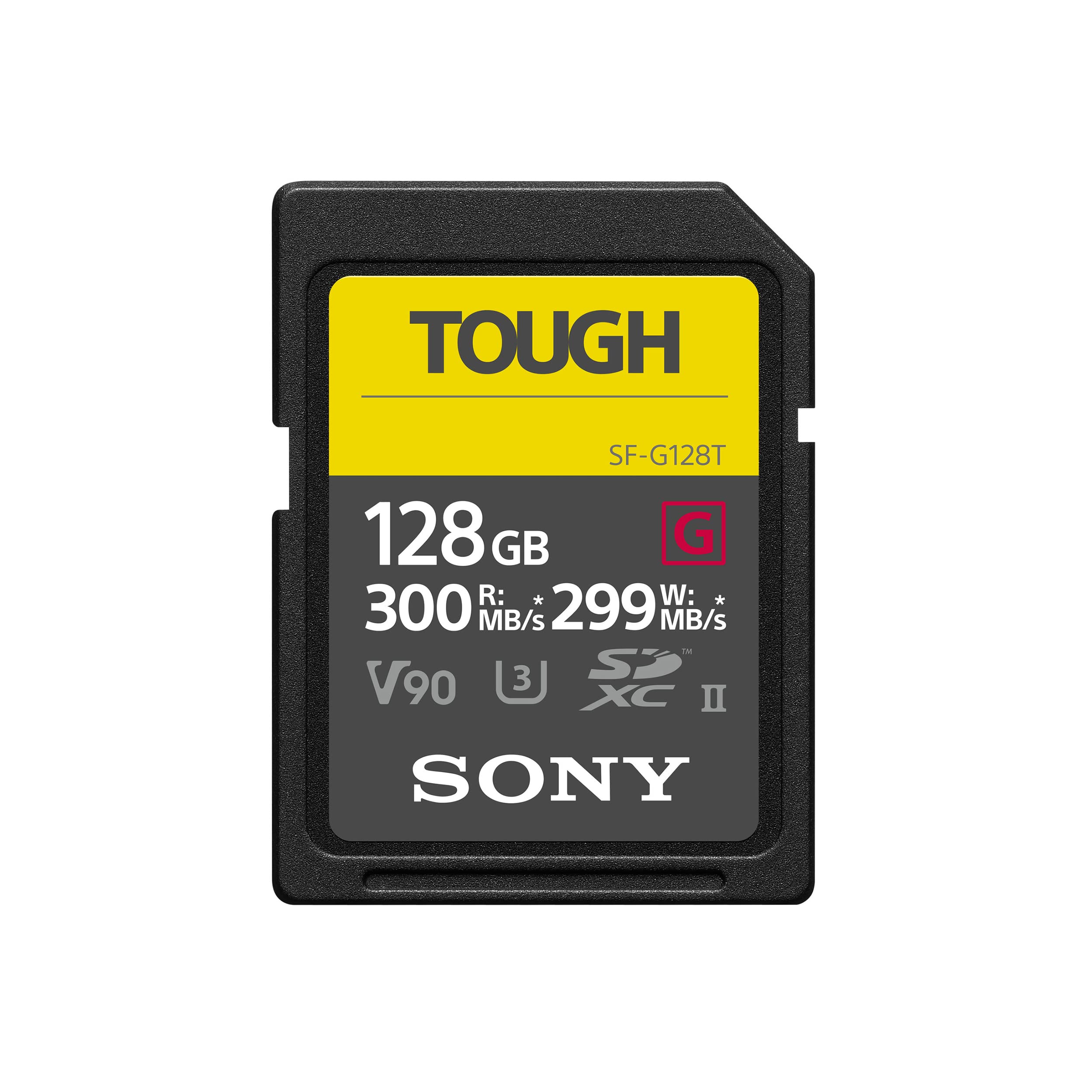 Sony TOUGH-G series SDXC UHS-II Card 128GB, V90, CL10, U3, Max R300MB/S, W299MB/S (SF-G128T/T1)