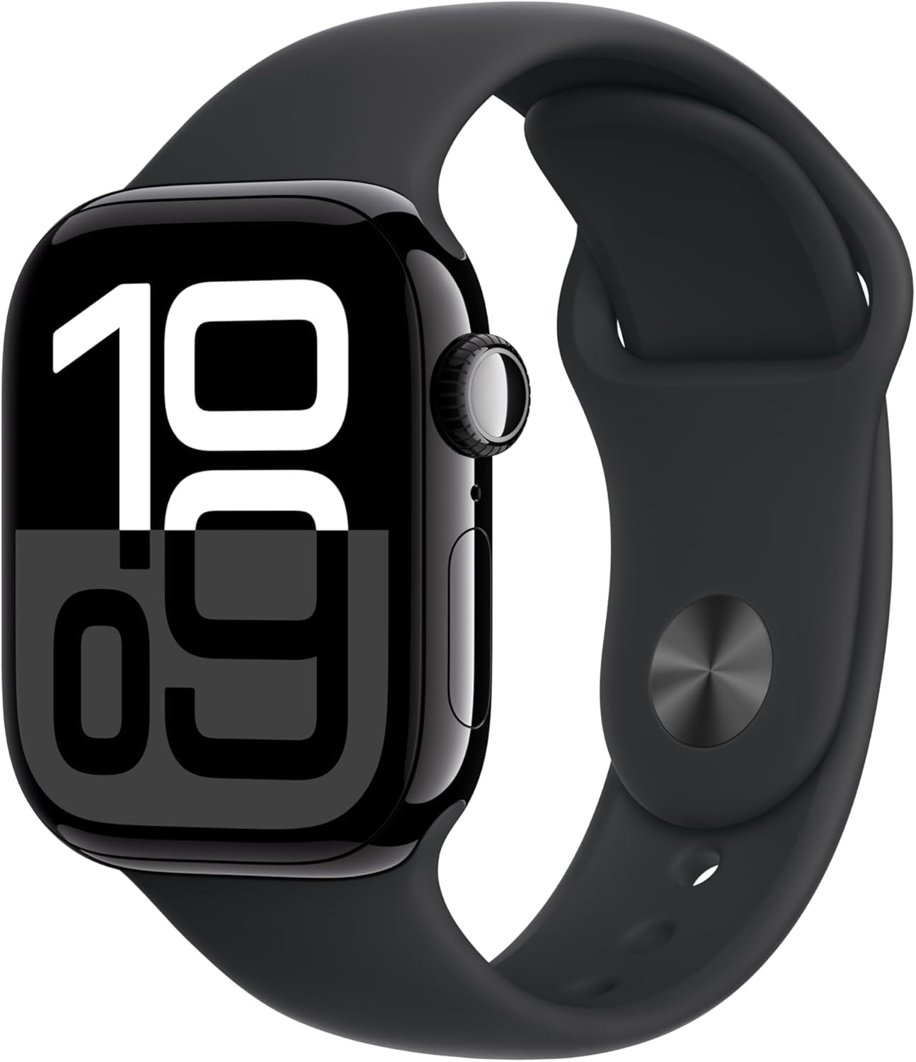 Apple Watch Series 10 [GPS + Cellular, 46mm] - Jet Black Aluminum Case with Black Sport Band, S/M (Renewed)