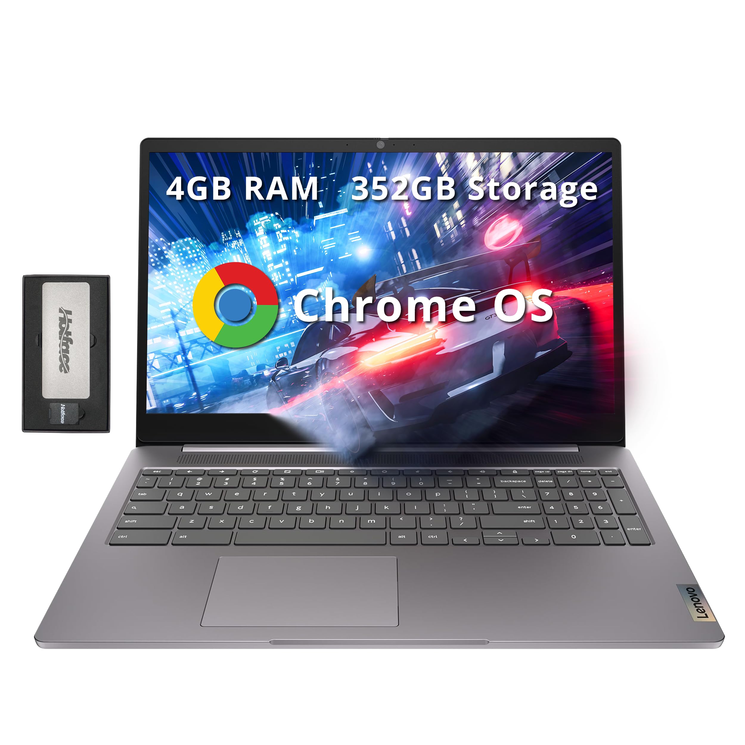 Lenovo Ideapad 3 15.6" FHD Chromebook, Intel Celeron N4500, 4GB RAM, 352GB Storage (64GB SSD+288GB Docking Station Set), ‎Intel UHD Graphics, Full Size Keyboard, Chrome OS, Artic Gray