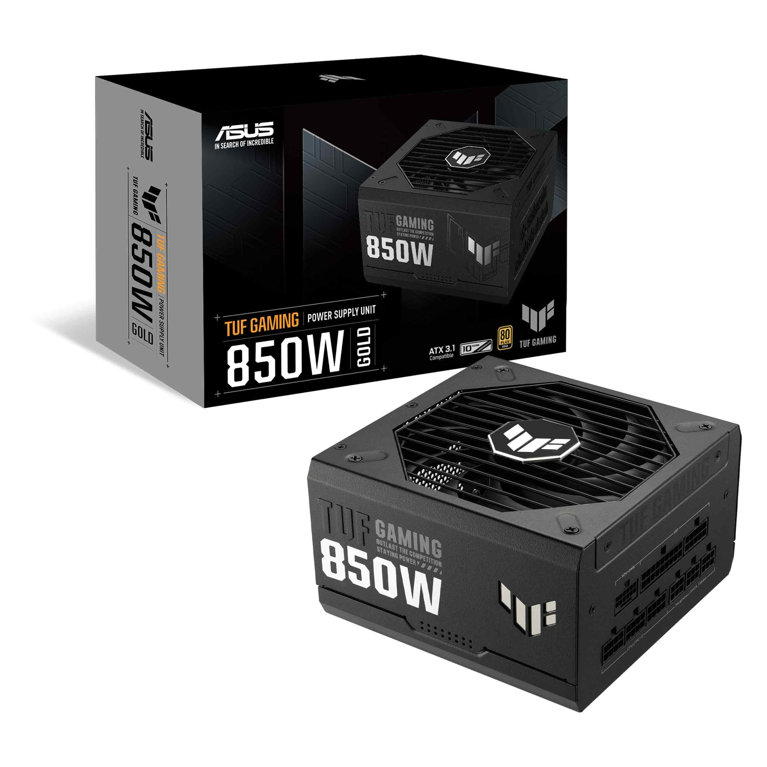 ASUS TUF Gaming 850W Gold (850 Watt, ATX 3.0 Compatible, Fully Modular Power Supply, 80+ Gold, Military-Grade Components, Dual Ball Bearing, Axial-tech Fan, PCB Coating, 10 Year Warranty)
