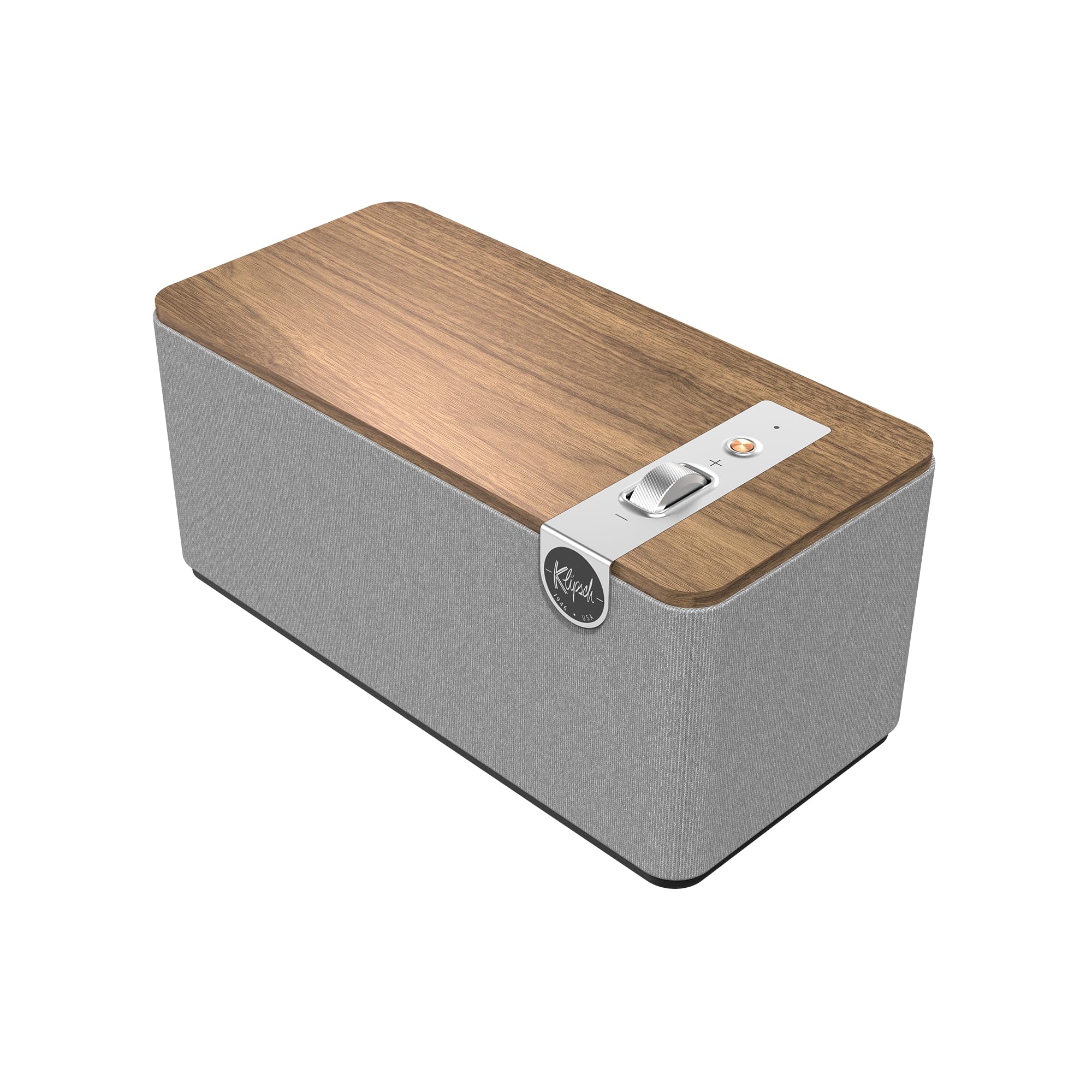Klipsch The One Plus Premium Bluetooth Speaker System with Two 2.25” Full Range Drivers, 4.5” Woofer, Bluetooth 5.3 with Up to 40 ft. of Distance, Walnut