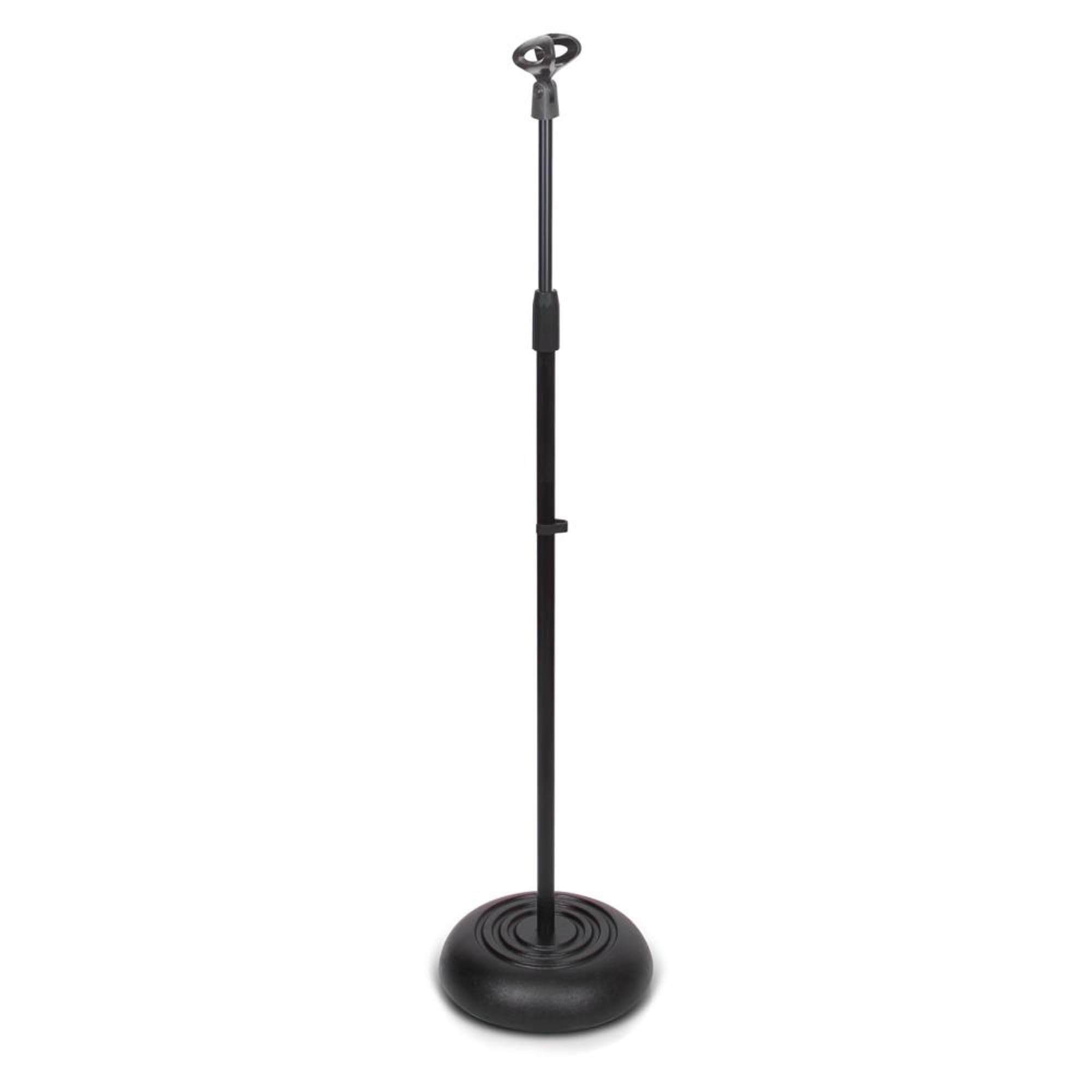 Pyle Adjustable Microphone Stand - Universal Mic Stand with Compact Heavy Base, Floor Standing Design, Height Adjustable, Pivot Angle Clip for Singing & Recording (2.8’ - 5’ ft., 9.8” Base Diameter)