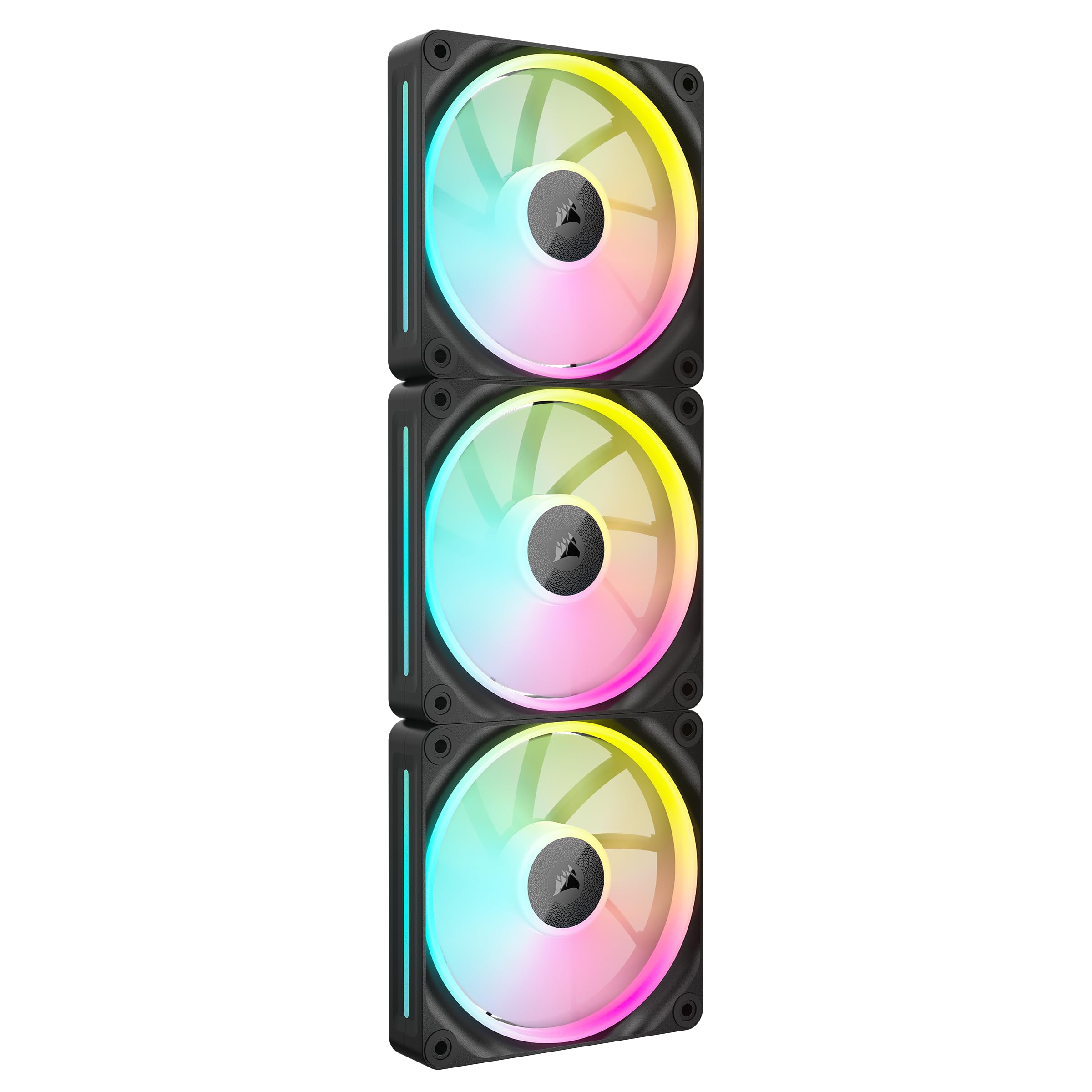 CORSAIR iCUE Link LX120 RGB 120mm PWM Fans Triple Pack – Dual Light Loops – Includes iCUE Link System Hub – CORSAIR AirGuide Technology – Black