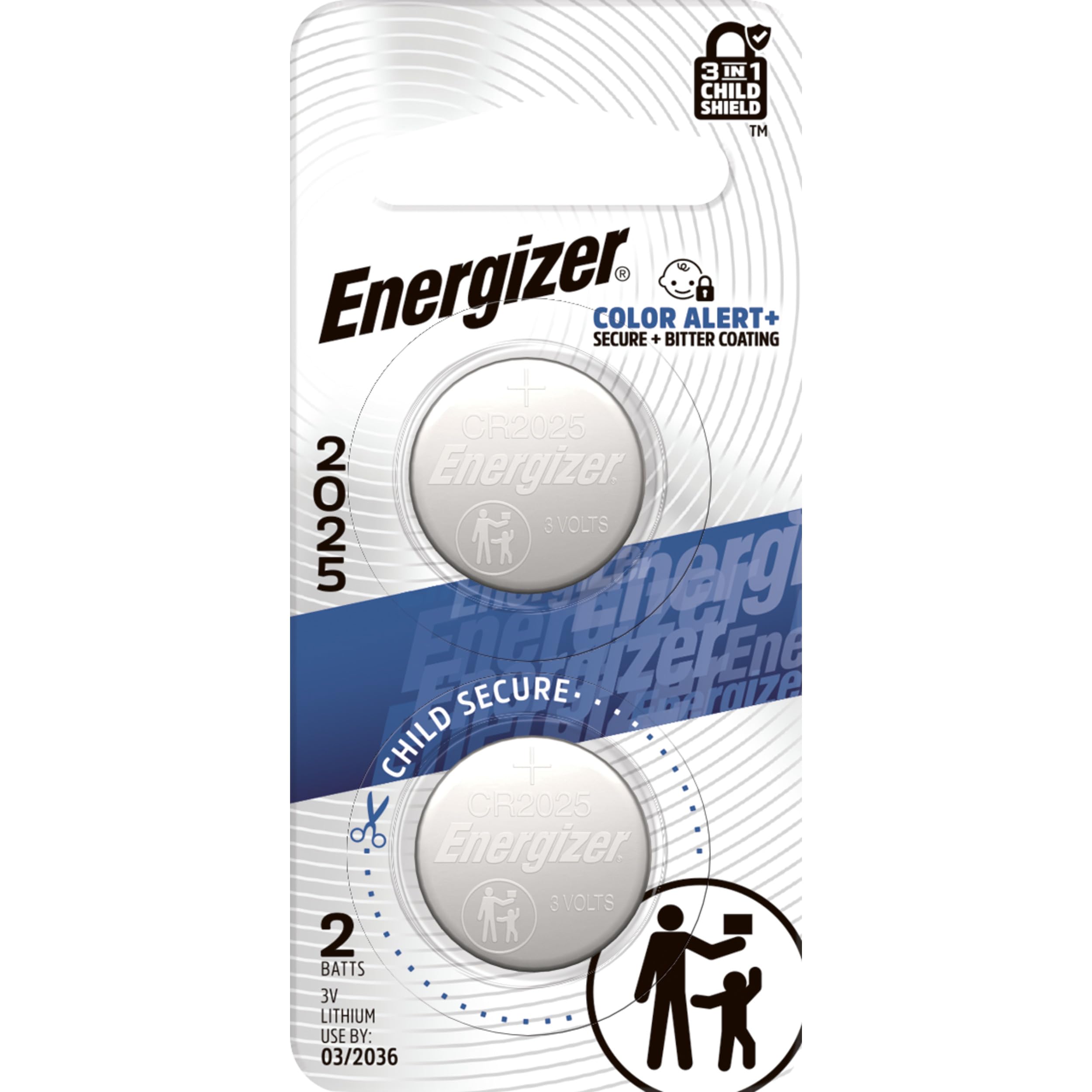 Energizer 2025 Batteries (2 Pack), 3V Lithium Coin Batteries
