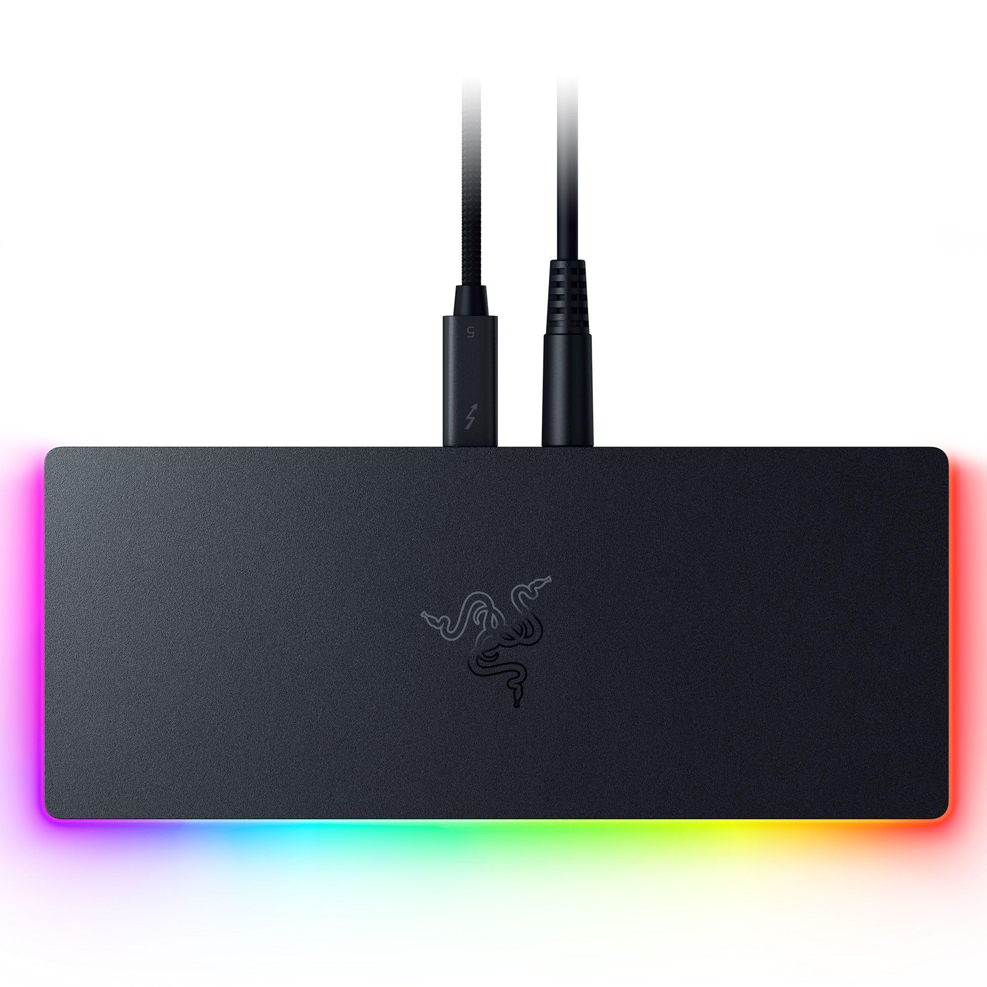 Razer Thunderbolt 5 Dock Chroma: 10 Ports w/M.2 Storage Slot - Triple 4K Displays at 144 Hz or Single 8K at 60 Hz - Thunderbolt Share Enabled - 140W Power Delivery - Connect 3 TB5 Devices - Black