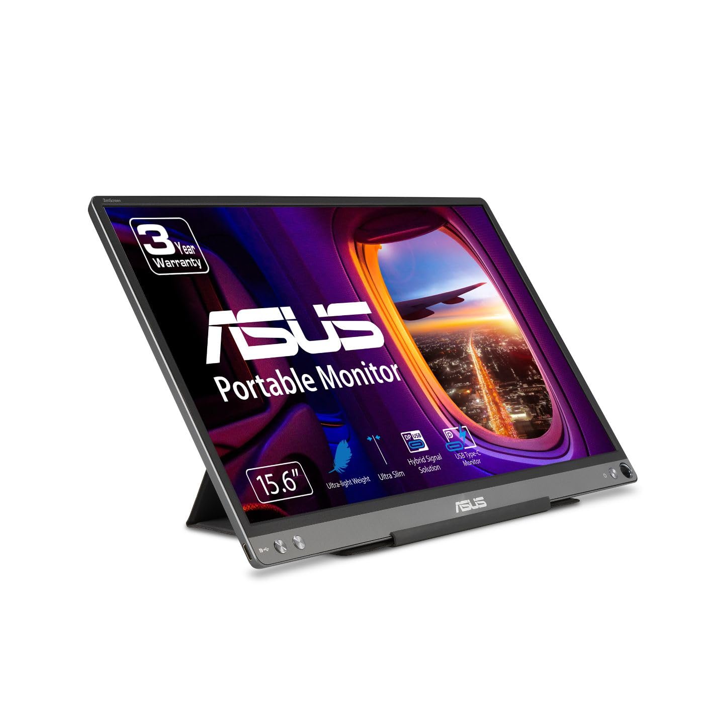 ASUS ZenScreen 15.6” 1080P Portable USB Monitor (MB16ACE) - Full HD (1920 x 1080), IPS, USB Type-C, Eye Care, Anti-Glare Surface, Lite Smart Case, External screen for laptop, 3-Year Warranty,Dark Gray