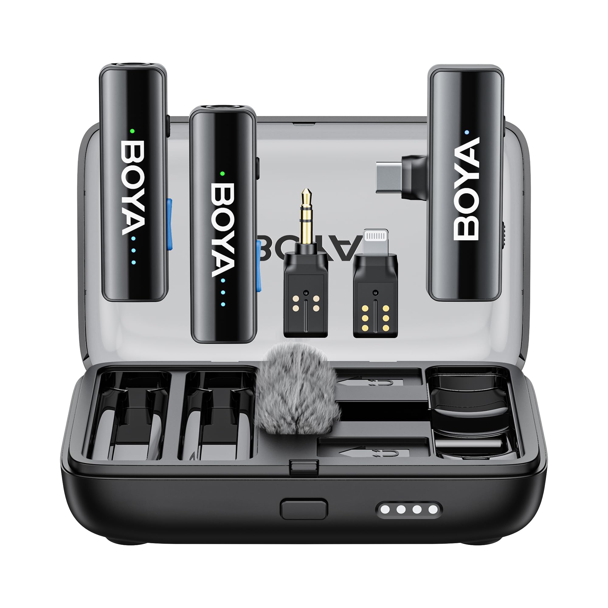 BOYA BOYALINK 2 Wireless Lavalier Microphone for iPhone Camera Android, Mini Lapel Micophone Wireless, 48 KHz 24 Bit, 6mm Mic, 1000ft, 30h Use, Noise Cancelling, Clip on Mic USB-C/Lightning/3.5mm TRS