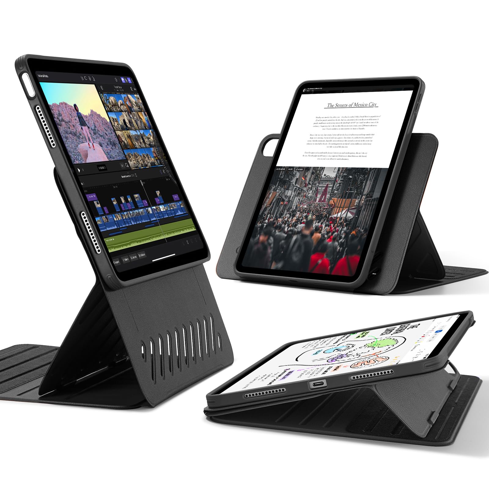 ESR for iPad Air 13 Inch Case (2025/2024) M3/M2, Removable Magnetic Cover, Adjustable Portrait/Landscape Stand with Raised Screen View, 9 Standing Angles, Shift Series, Black