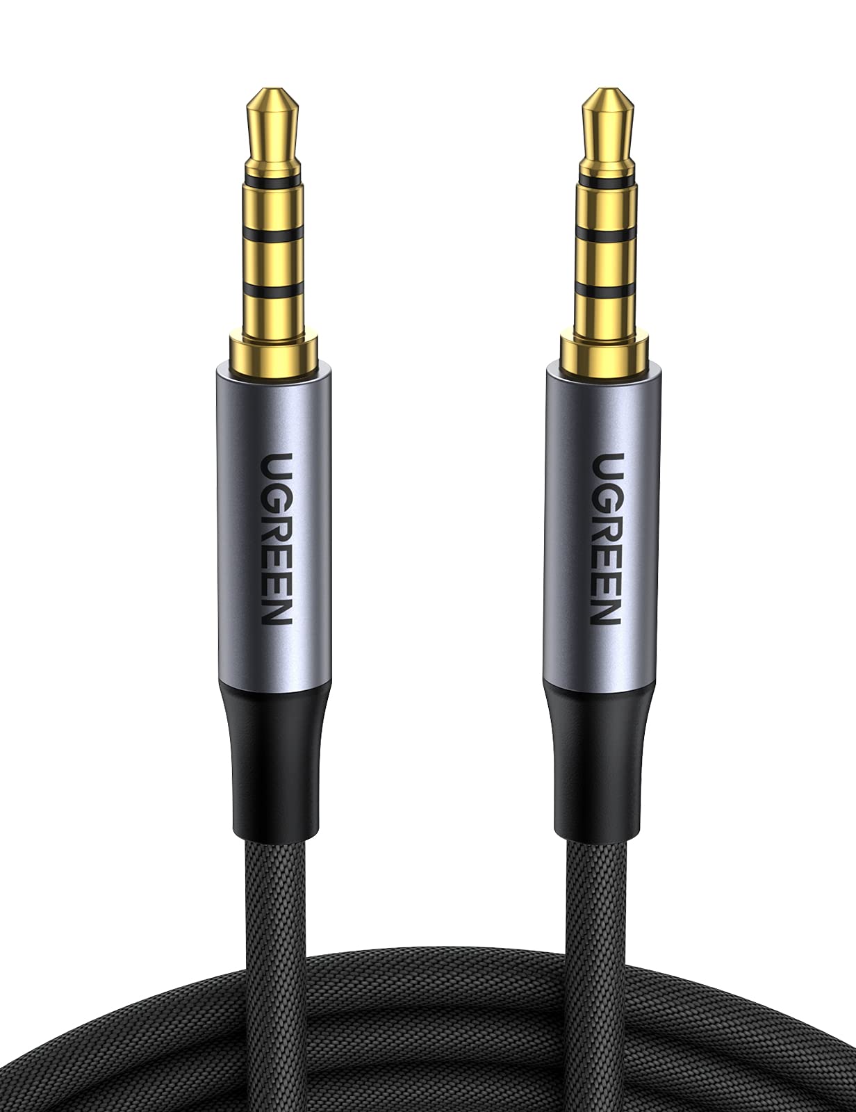 UGREEN 3.5mm Audio Cable Braided 4-Pole TRRS Hi-Fi Stereo Jack Shielded Male to Male AUX Cord Compatible with iPad, Samsung Phones, Tablets, Car Home Stereos, Headphones, Speaker, 3FT