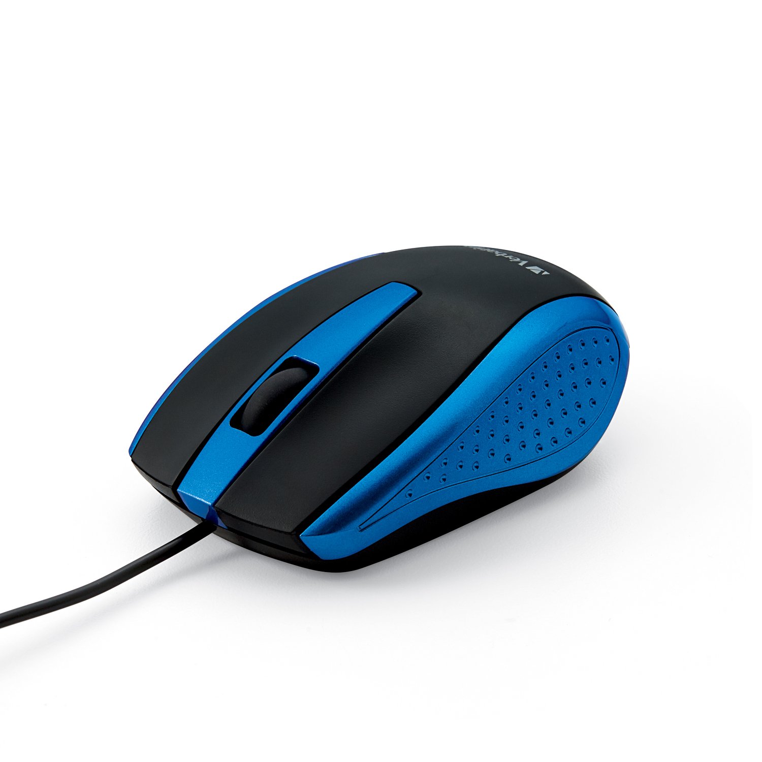 Verbatim Wired USB Computer Mouse - Corded USB Mouse for Laptops and PCs - Right or Left Hand Use, Blue 99743, 1.4" x 2.4" x 3.9"