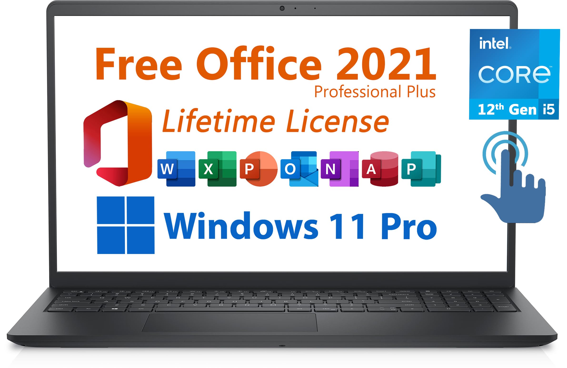 Dell 2024 Inspiron 15 Business Laptop, Free Microsoft Office 2021 with Lifetime License, 15.6"" Touchscreen FHD, Intel 10-Core i5-1235U, 32GB DDR4 RAM, 1TB PCIe SSD, Windows 11 Pro, Black, 3520I512T