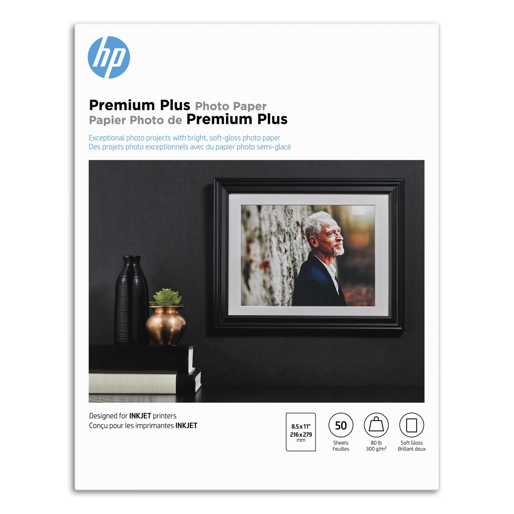 HP Premium Plus Photo Paper, Satin, 8.5x11 in, 50 sheets (CR667A)