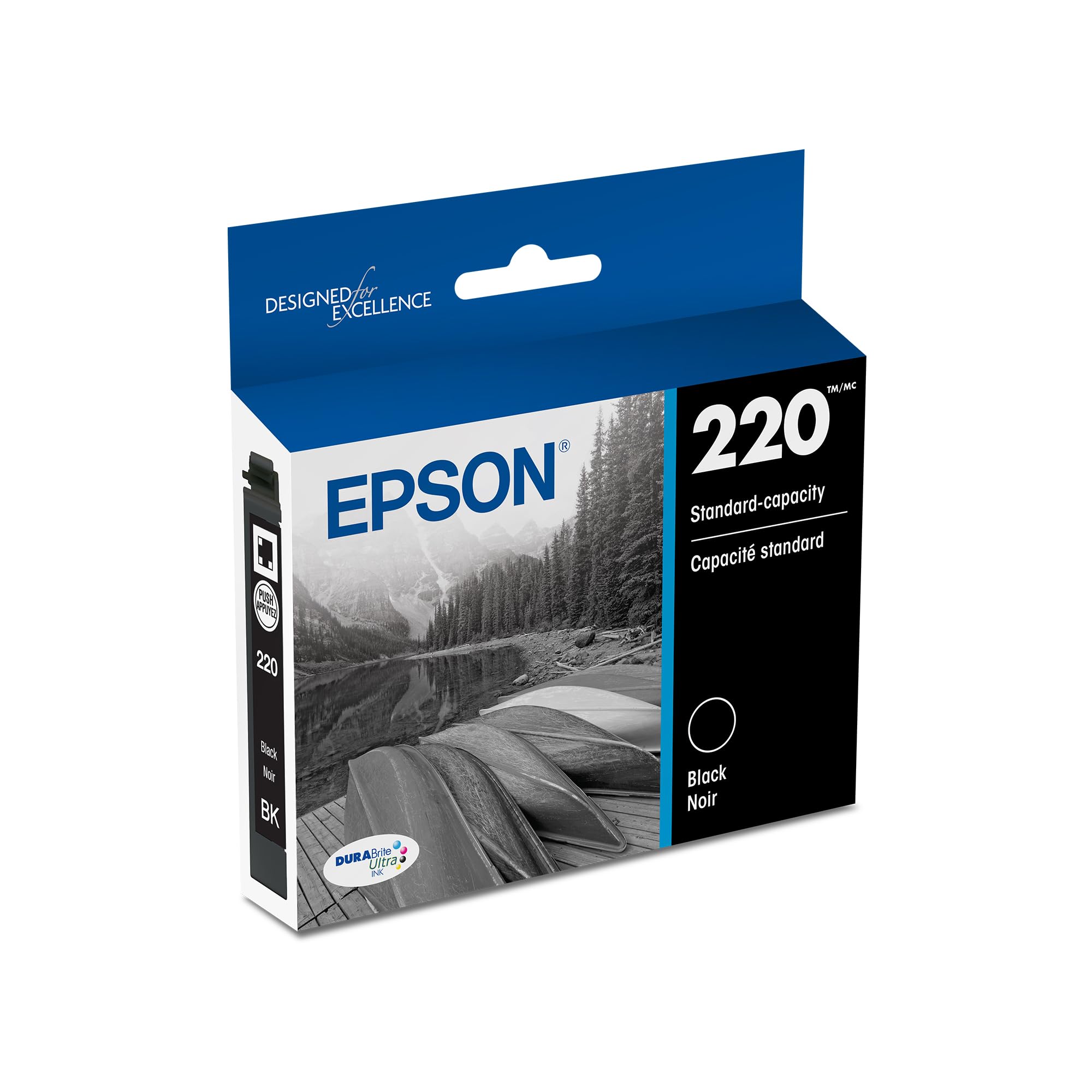 EPSON 220 DURABrite Ultra Ink Standard Capacity Black Cartridge (T220120-S) Works with WorkForce WF-2630, WF-2650, WF-2660, WF-2750, WF-2760, Expression XP-320, XP-420, XP-424