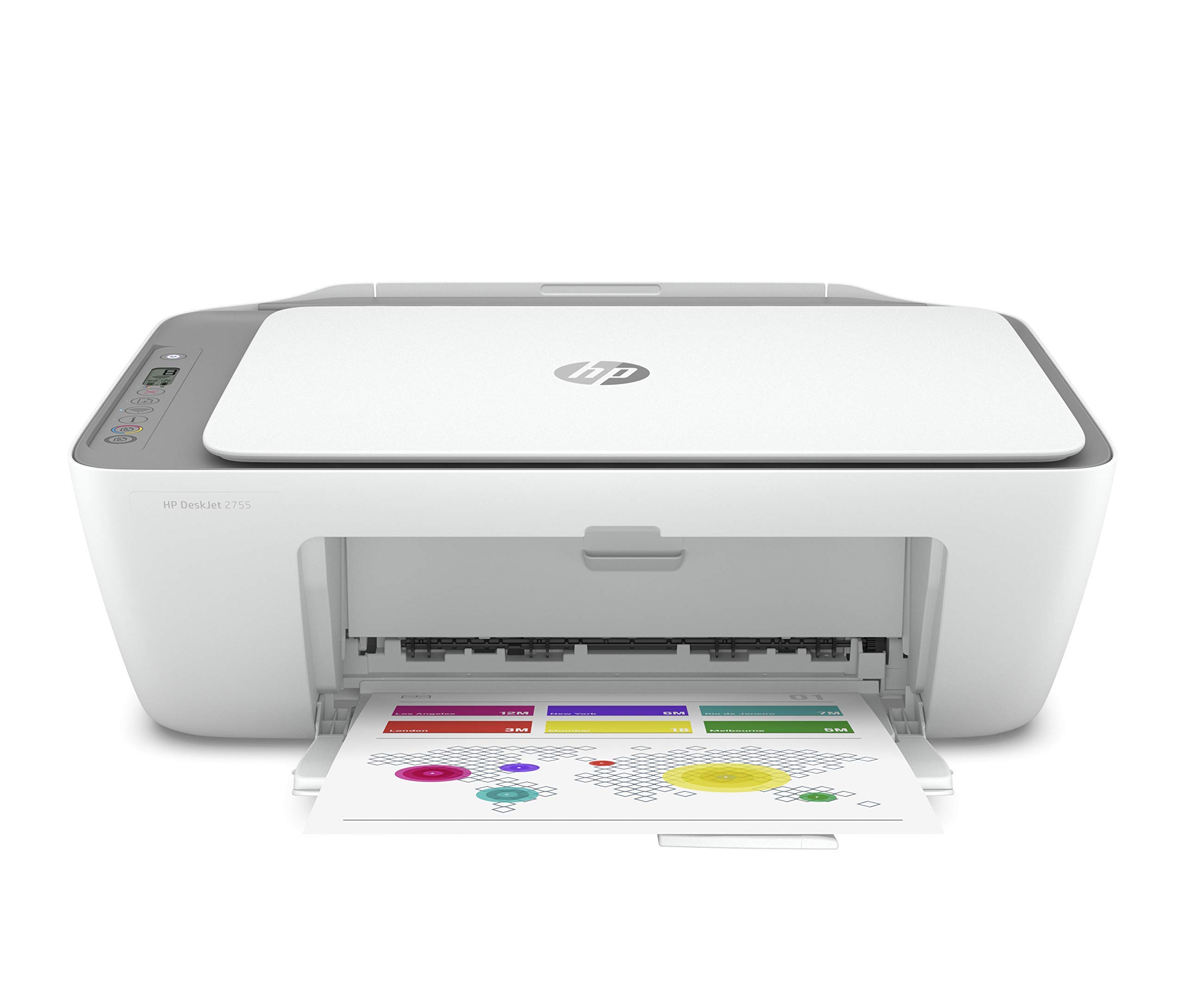 HP DeskJet 2755 All-in-One Wireless Printer Scanner Copier Instant Ink Ready Mobile Print Black 7.5ppm Color 5.5ppm Wifi Inkjet Computer Printers for Home Use and Office, Grey (Renewed)