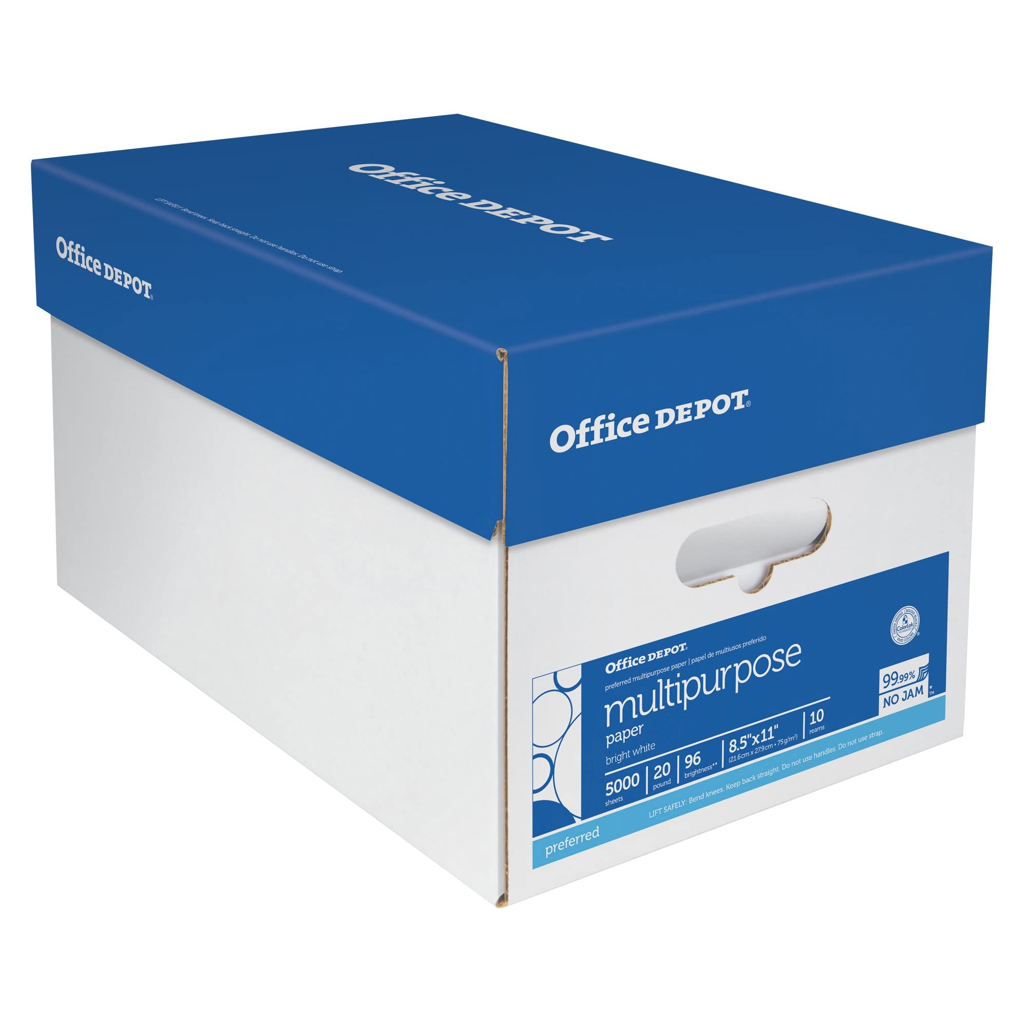 Office Depot Extra Bright Copy Paper, 8 1/2in. x 11in., 20 Lb., 90 Brightness, Case Of 10 Reams
