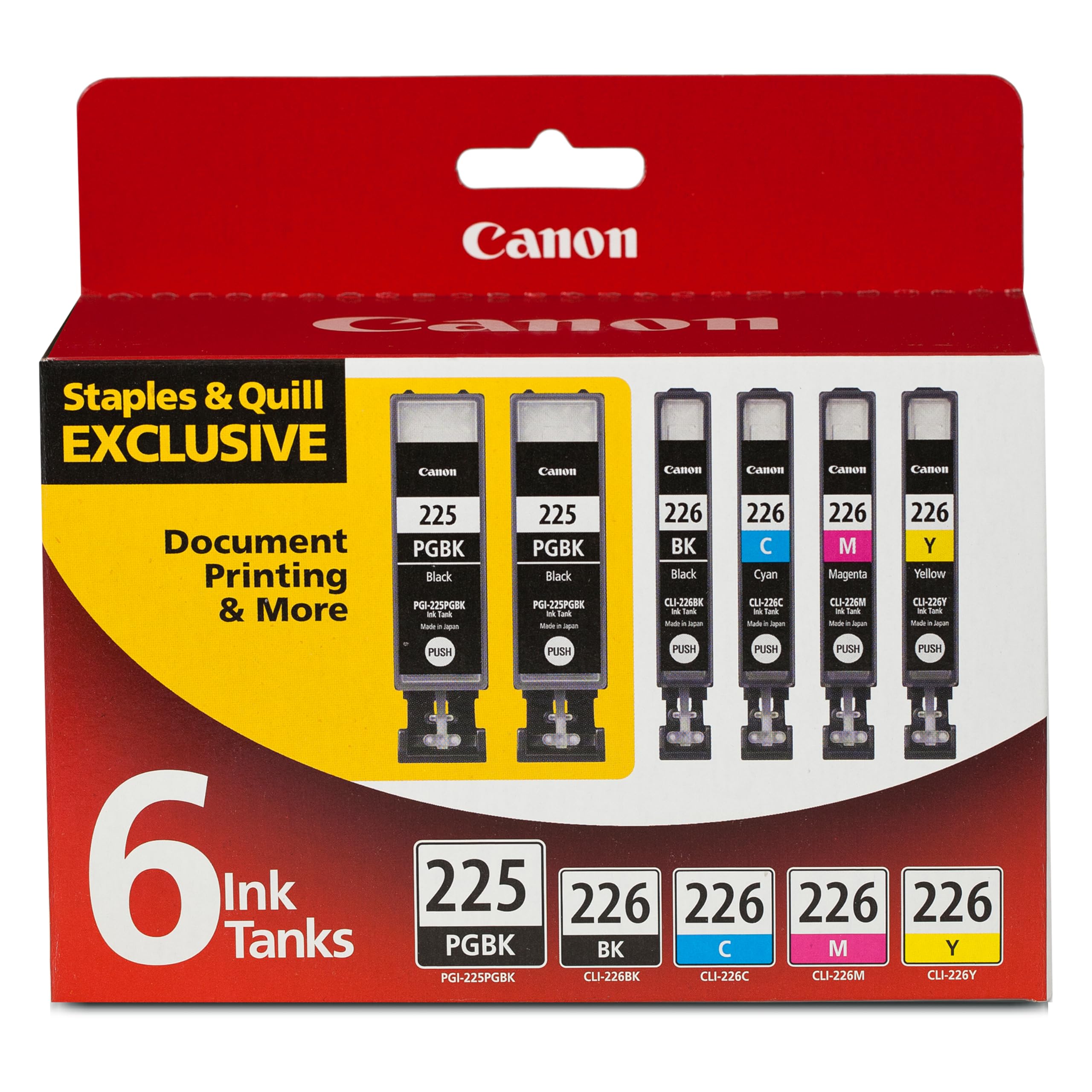 Canon PGI-225/CLI-226 Genuine Six Color Value Pack, Compatible with iP4820, iP4920, iX6520, MG5120, MG5220, MG5320, MG6120, MG6220, MG8120, MG8220, MX712, MX882, and MX892 Printers