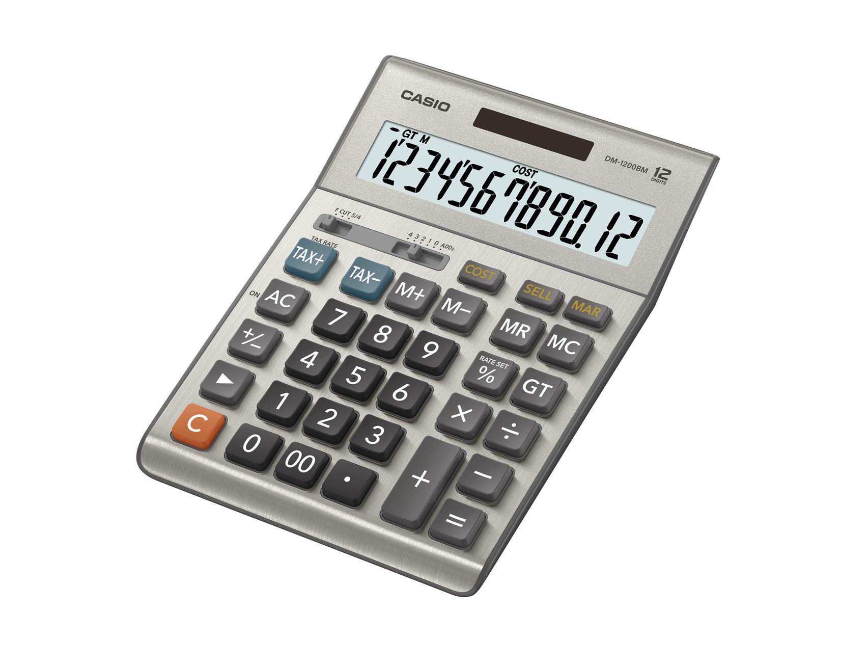 Casio DM-1200BM – Business Desktop Calculator with Cost/Sell/Margin & Tax Keys | Extra-Large 12-Digit Display, Kickstand | Ideal for Office & Finance Use