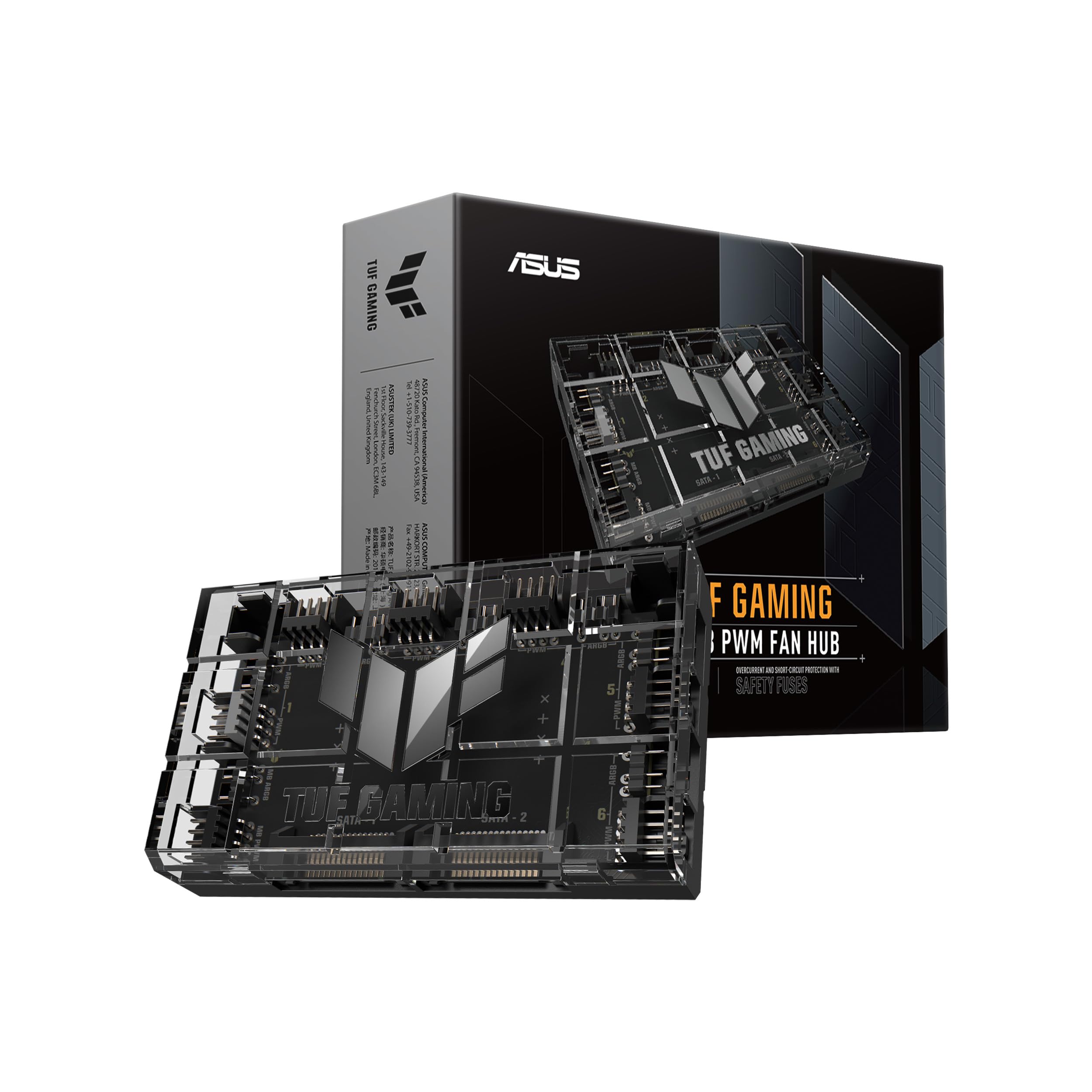 ASUS TUF Gaming ARGB PWM Fan Hub (Connects six case Fans, PWM Fan and RGB Connector, Clear Power and Operation Indicators, Stable Dual SATA Power Support)