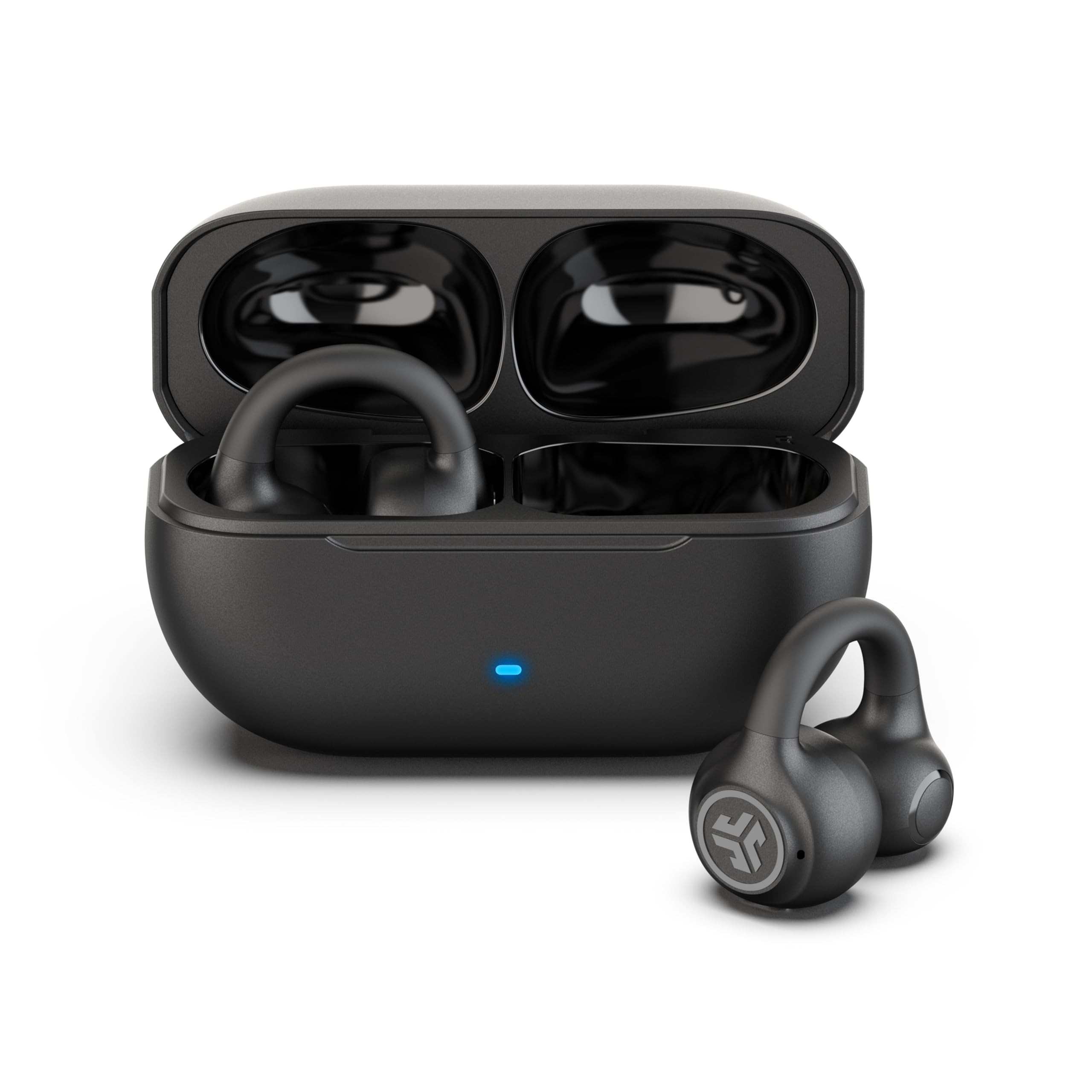 JLab Flex Open Earbuds, Clip-on Cuff Design, Wireless Open-Ear Audio Freedom Effortless Fit, Safe Listening, Bluetooth Multipoint, Customize with The App, Black
