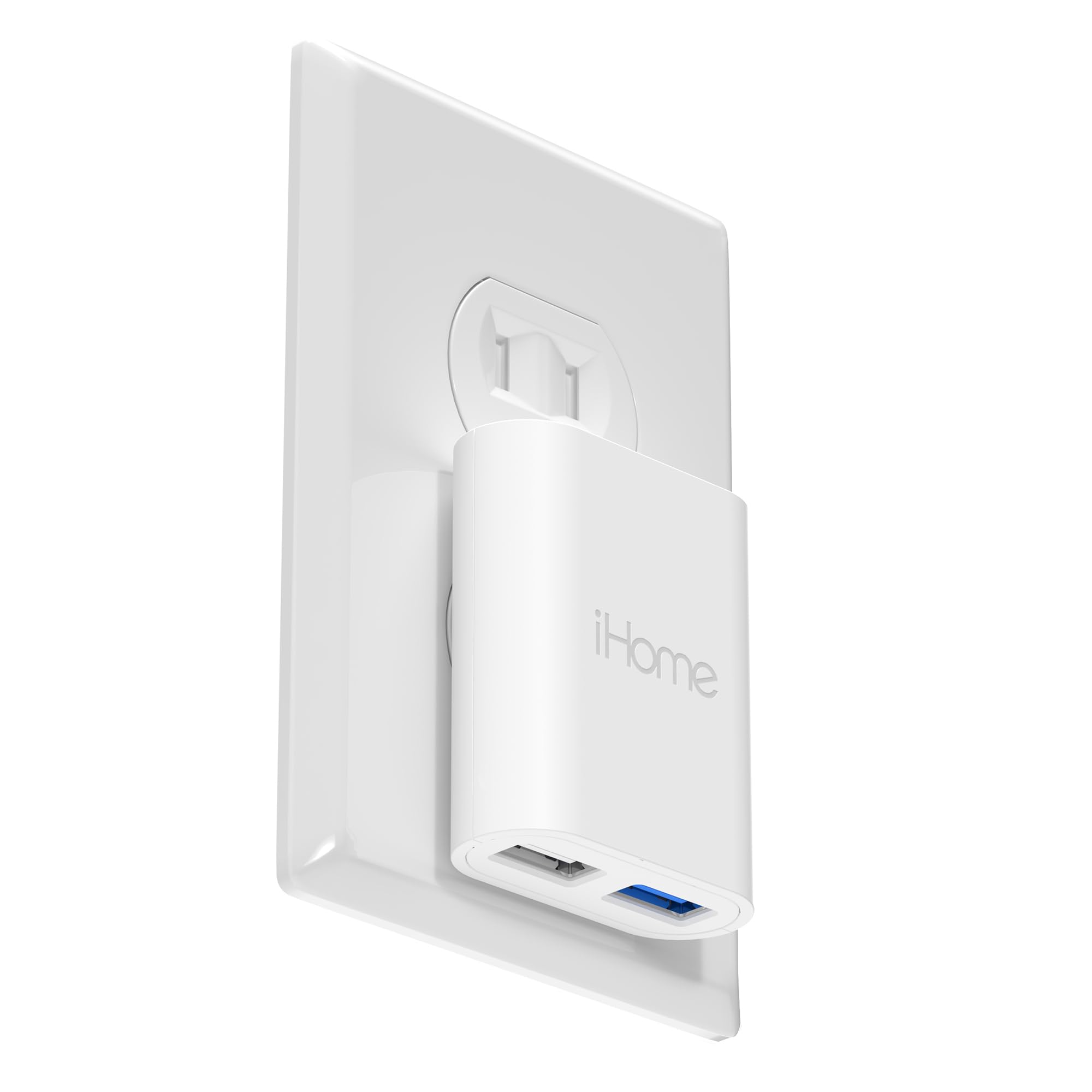 iHome 2-Port USB Wall Charger, AC Pro Multiport Plug Adapter, Phone Charging Block with Dual Ports, Flat Wall Adapter for Home & Travel