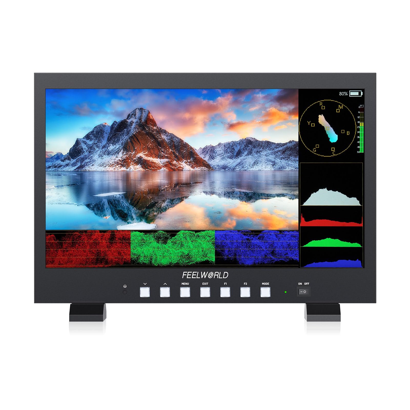 FEELWORLD FVM215 21.5 Inch 1000nit High Bright Production Broadcast Studio Monitor with Waveform LUT 8 Bit Color Depth 4K60Hz HDMI 3G-SDI in and Out