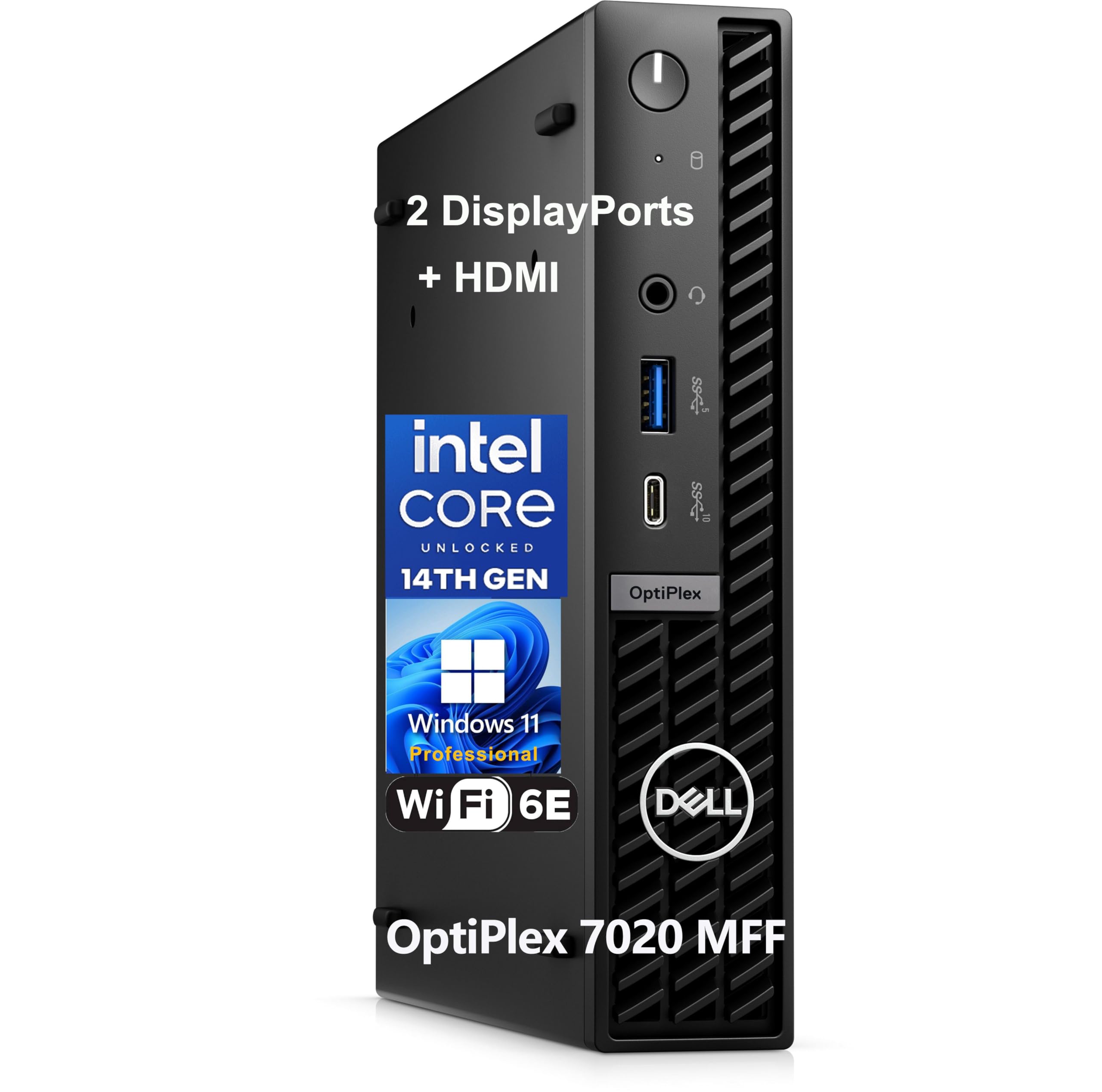 Dell OptiPlex 7020 MFF Mini Business Desktop Computer, 7000 Micro Form Factor, 14th Gen Intel 14-Core i5-14500T (Beat i7-13700T), 32GB DDR5 RAM, 1TB PCIe SSD, WiFi 6E, 2 DisplayPorts, HDMI, W11 Pro