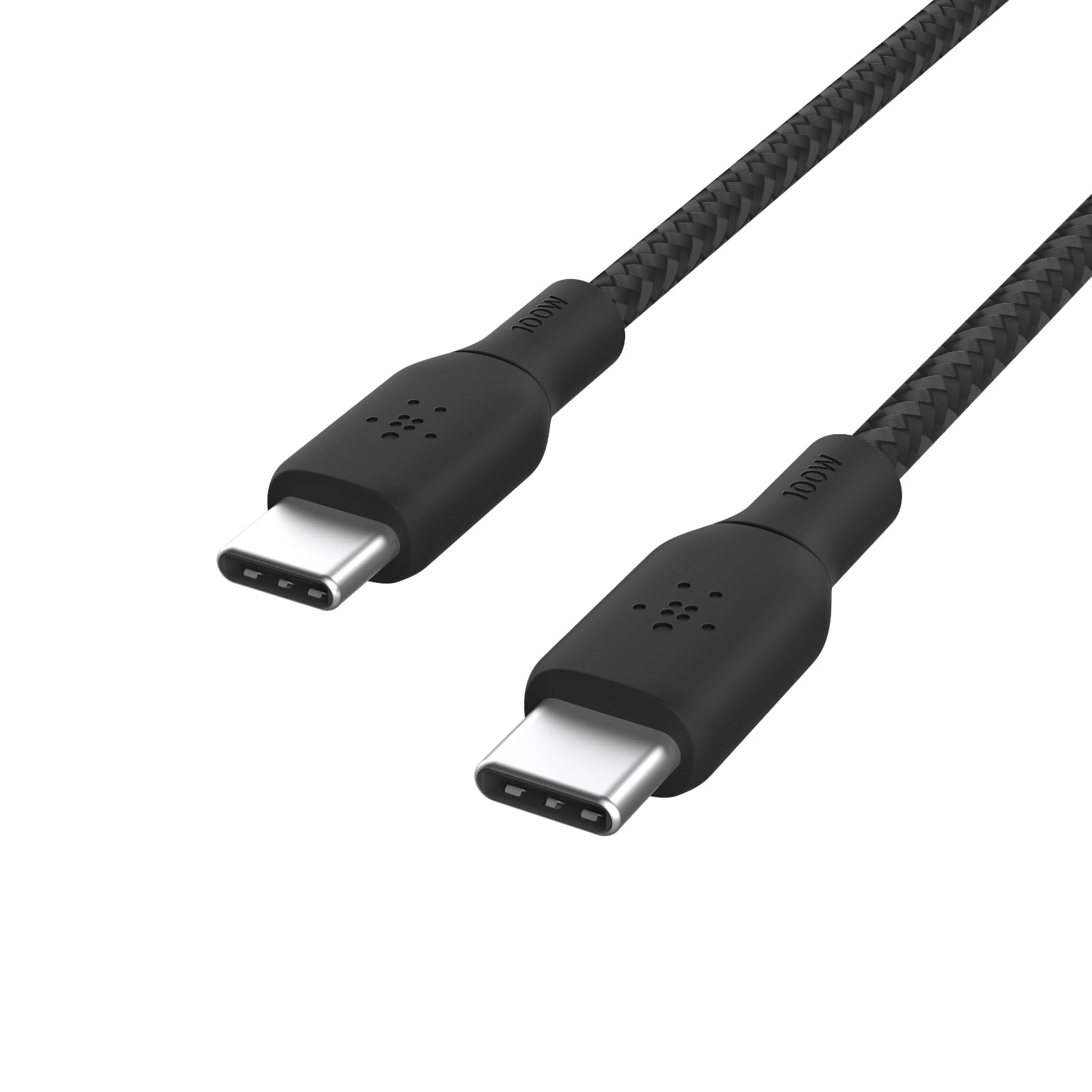 Belkin USB C to USB C Cable, 6.6ft, 100W - Type C Charger, iPhone Charger Cord, Braided, Flexible for iPhone 16, Galaxy S25, Pixel 9, AirPods, iPad Pro, Tablet, Nintendo Switch 2 & More - Black
