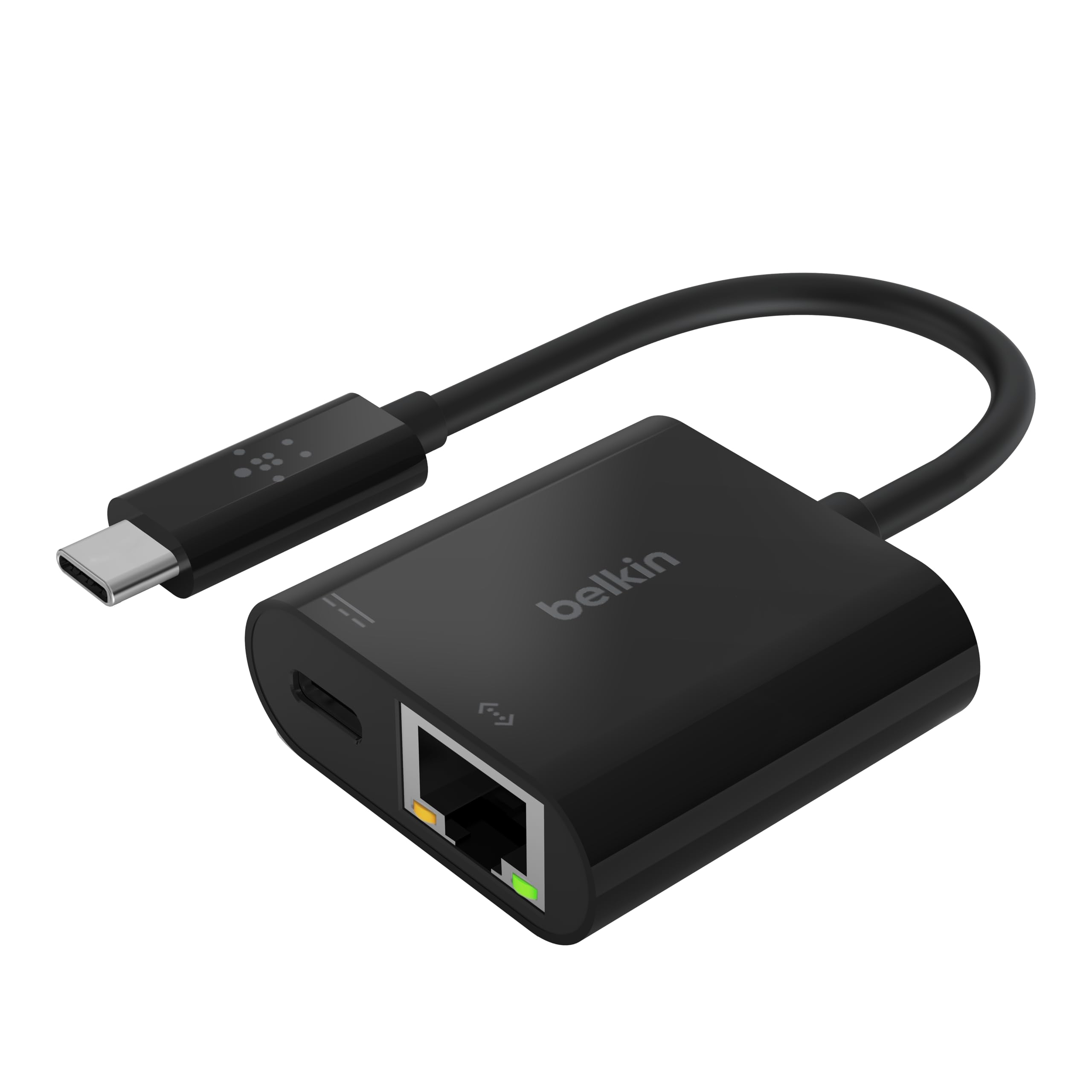 Belkin 60W USB-C to Ethernet + Charge Adapter Cable w/ Gigabit Ethernet Port for High-Speed Network Access - Compatible with USB-C Devices Including MacBook Air, MacBook Pro, & Windows Laptops - Black