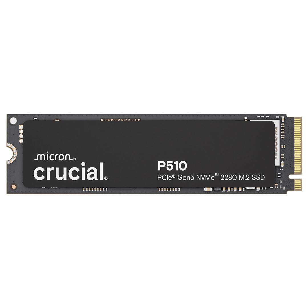 Crucial P510 1TB Gen5 NVMe SSD, Up to 11,000 MB/s, PCIe 5.0 M.2 2280 SSD, Internal Solid State Drive, Compatible with Laptop, Desktop, +Acronis Software - CT1000P510SSD8-01
