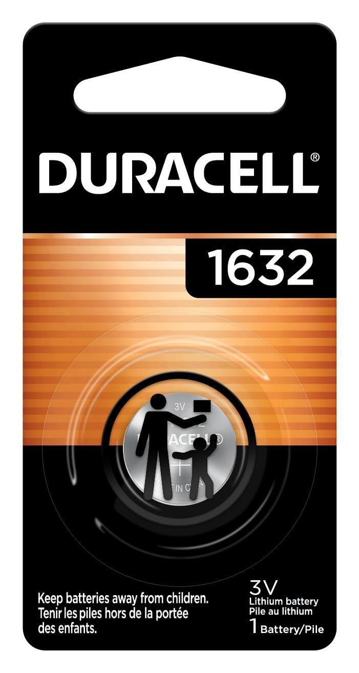 Duracell 1632 3V Lithium Battery, 1 Count Pack, Lithium Coin Battery for Medical and Fitness Devices, Watches, and more, CR Lithium 3 Volt Cell