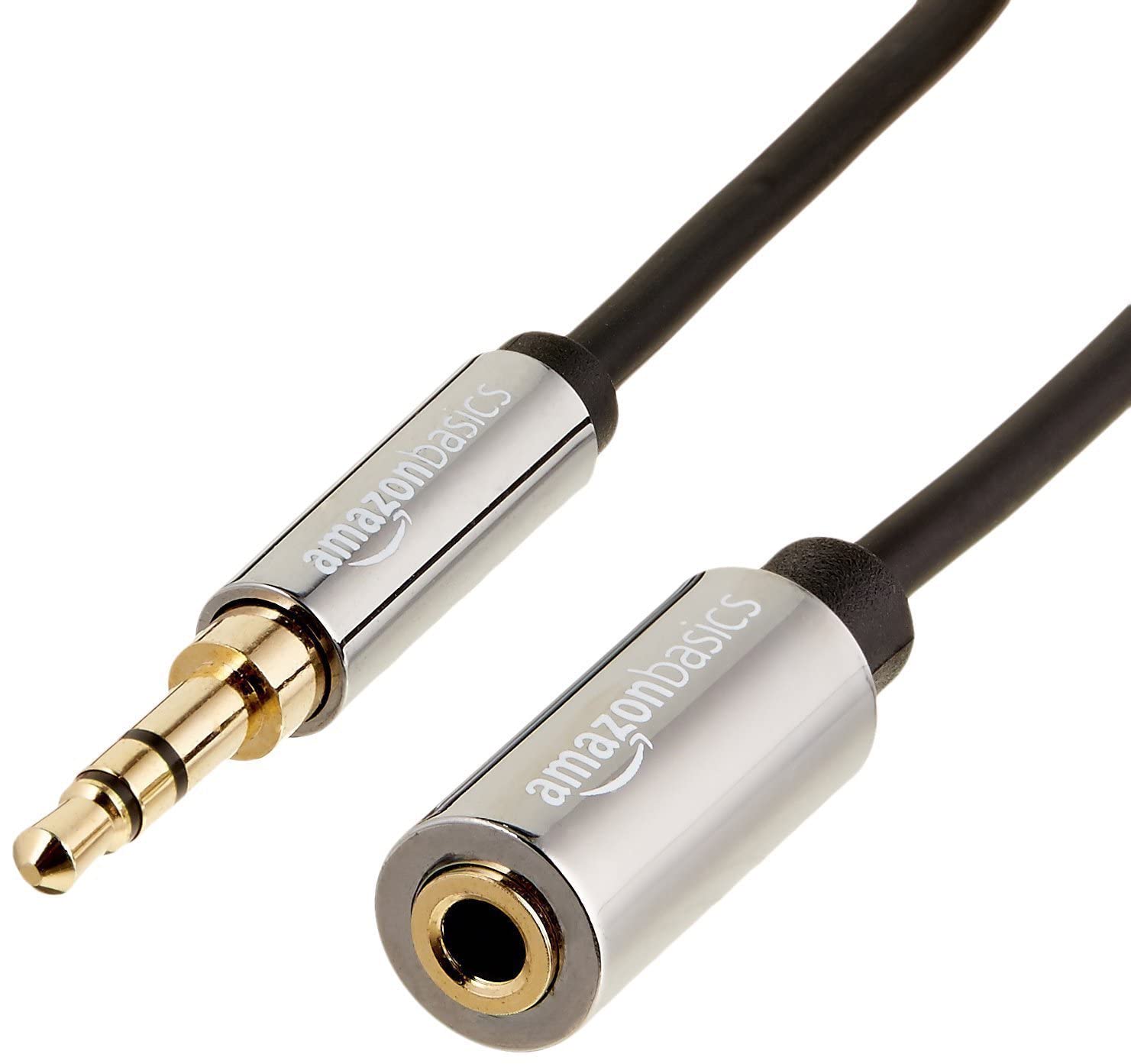 Amazon Basics 3.5mm Aux Jack Audio Extension Cable, Male to Female, Adapter for Headphone or Smartphone, 6 Foot, Black