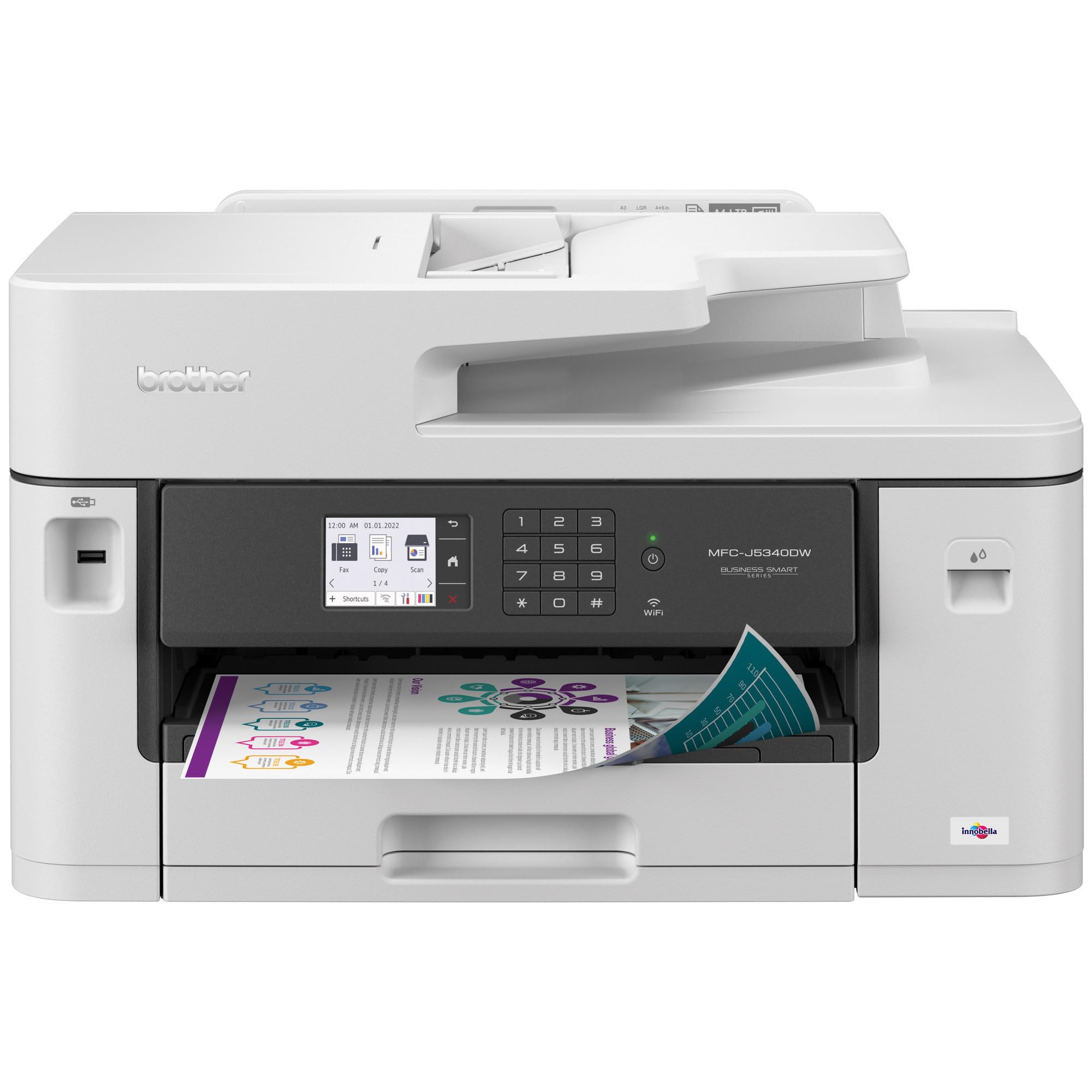 Brother MFC-J5340DW Professional Wireless Color Inkjet All-in-One Printer, 11" x 17" Ledger Printing, Fast 28ppm, Duplex, 250-Sheet Tray, Mobile & Cloud Ready, Works with Alexa
