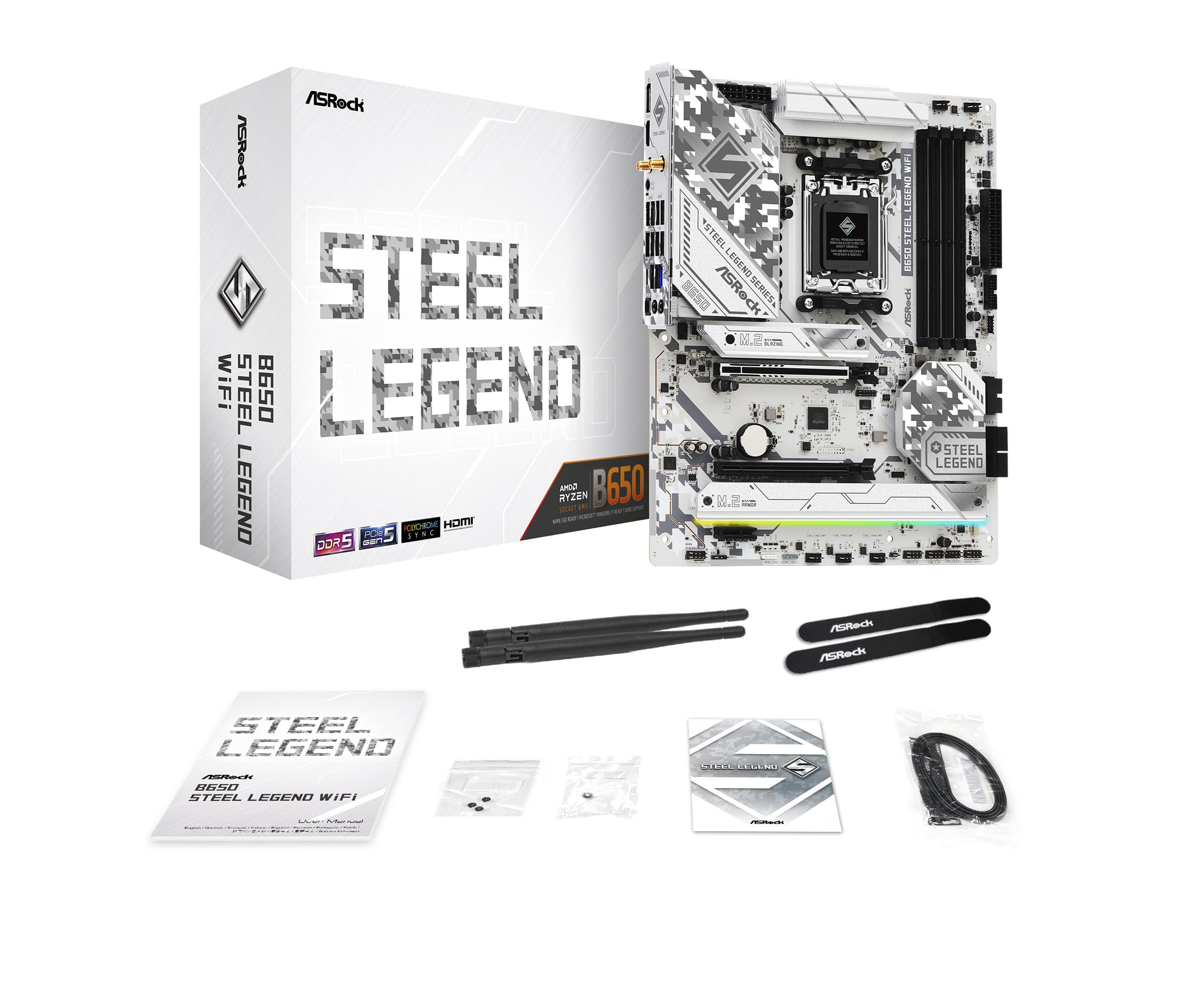 ASRock B650 Steel Legend WiFi 6E AMD Socket AM5 Ryzen 9000 8000 and 7000 Series SATA3 M.2 DDR5 7200+(OC) 256GB SATA3 6.0 Gb/s ATX Motherboard BIOS Flashback