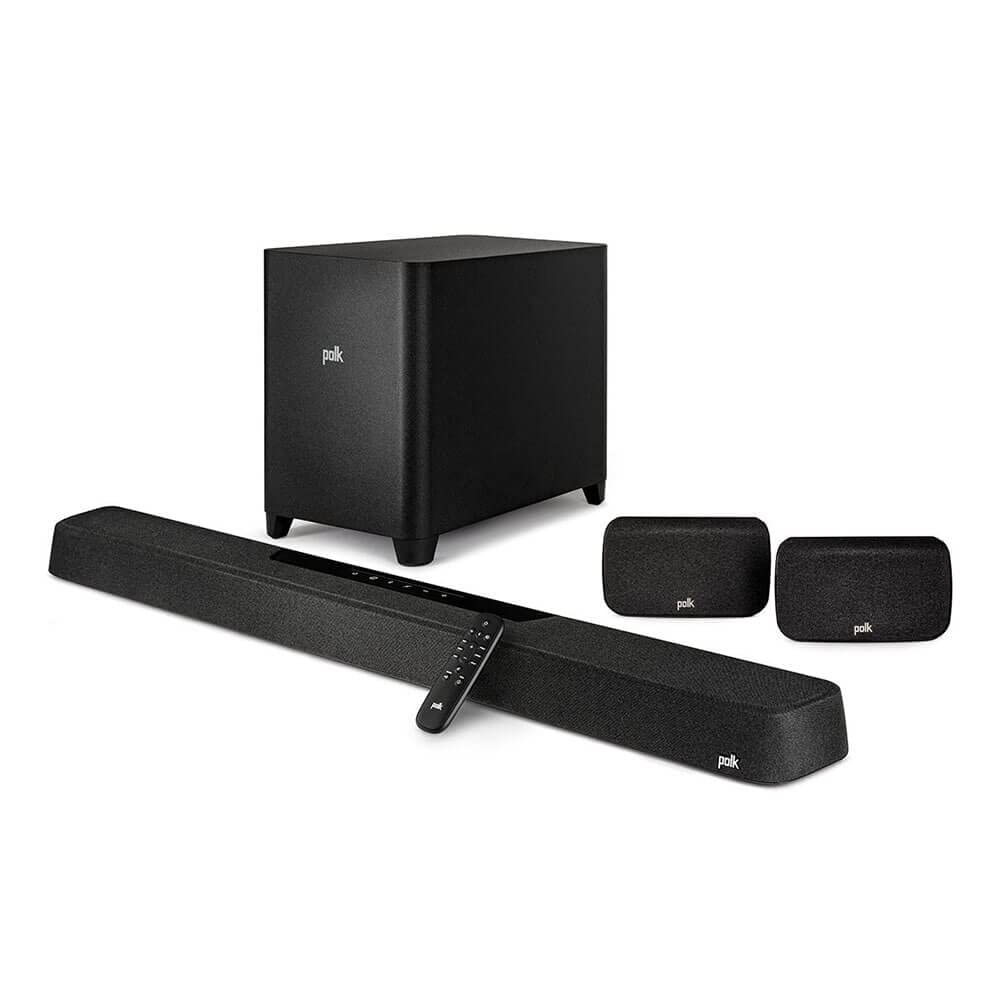 Polk Audio MagniFi Max AX SR 7.1.2 Channel Sound Bar with 10" Wireless Subwoofer & SR2 Surround Speakers, Dolby Atmos and DTS:X Certified, Polk's Patented VoiceAdjust & SDA Technologies, Black