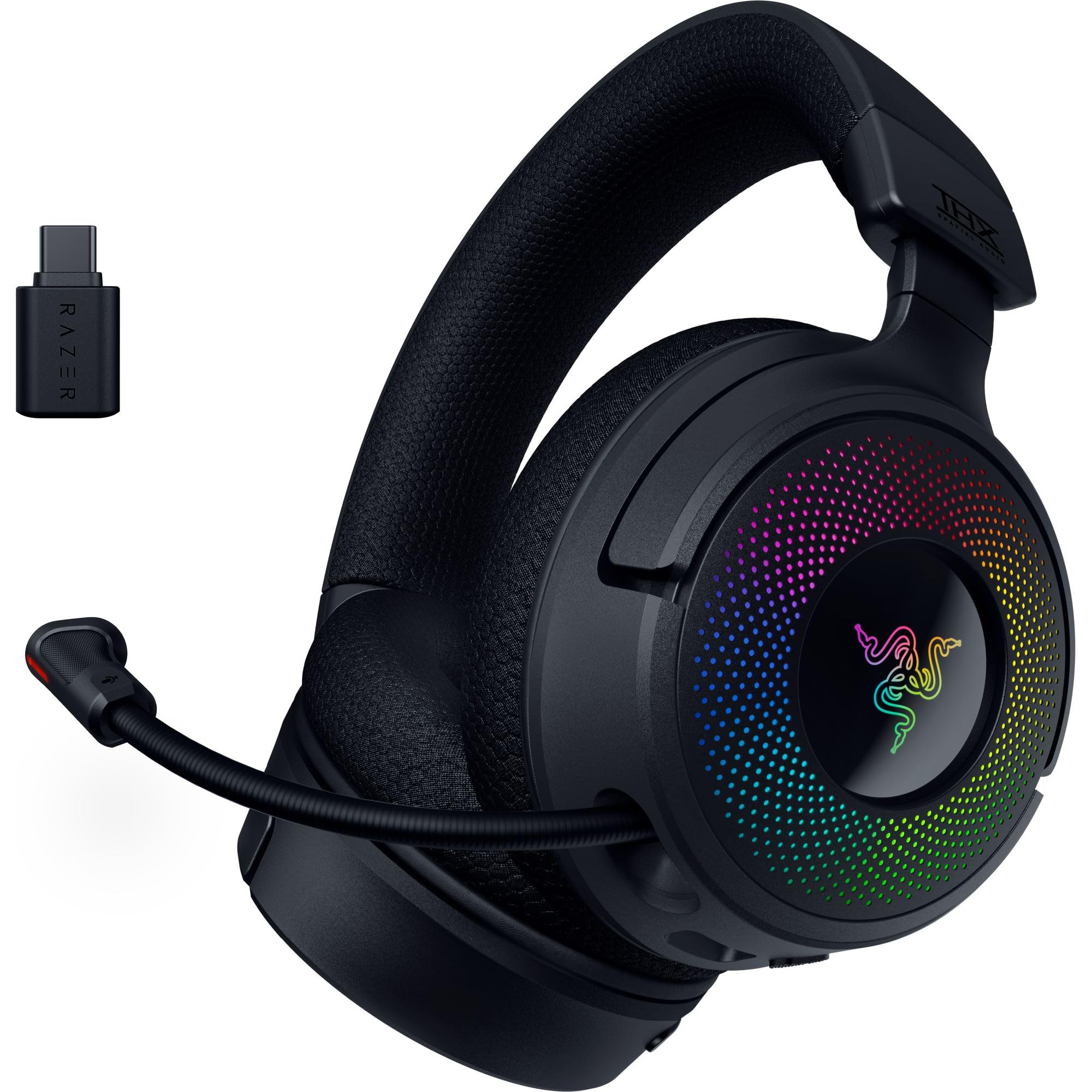 Razer Kraken V4 Wireless Gaming Headset: 2.4GHz, Bluetooth, USB - Super Wideband Mic - 40 mm Drivers - 9 Zone RGB Lighting - for PC, Mac, PS5, Nintendo Switch, Steam Deck, Smartphone - Black