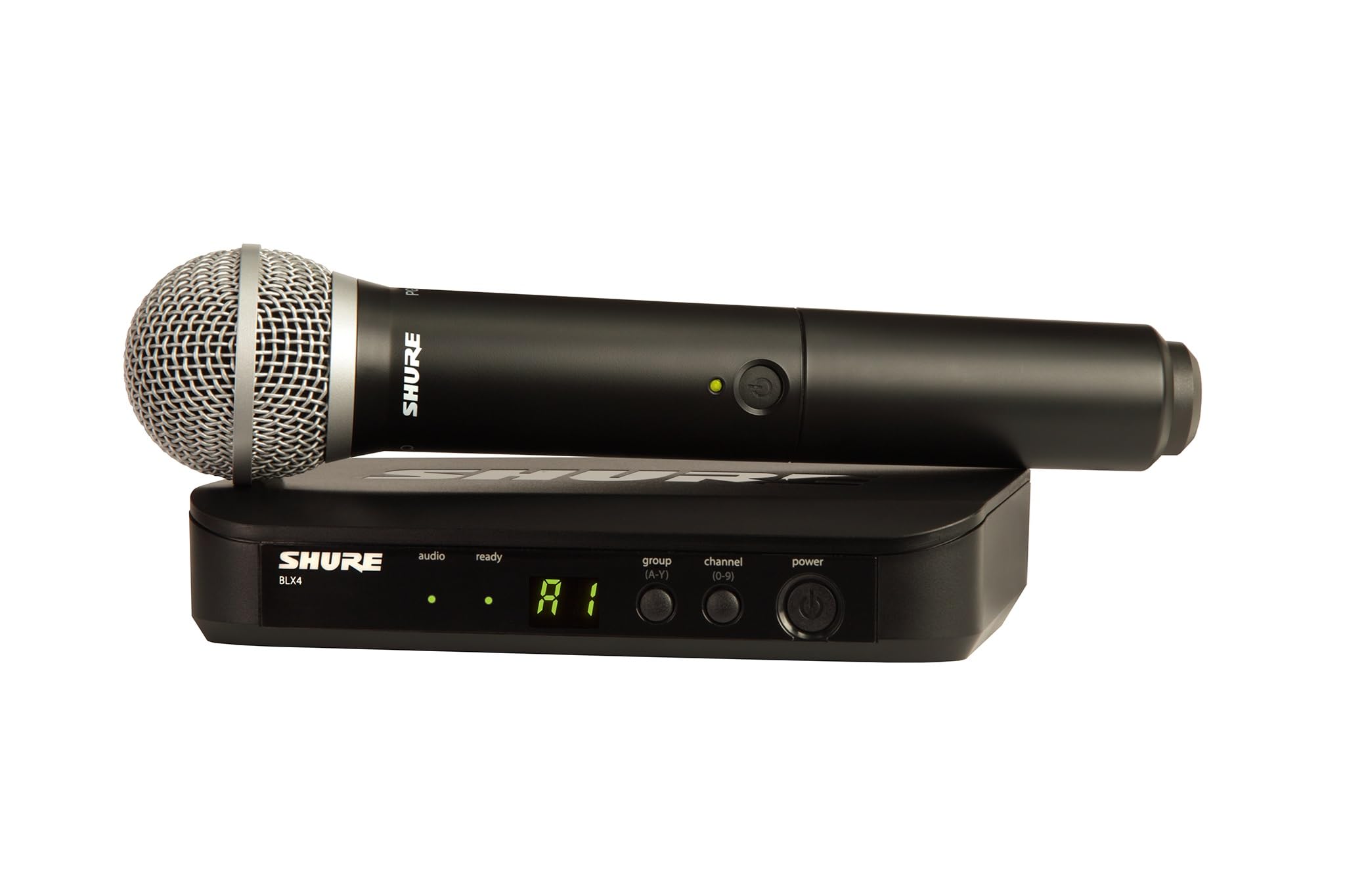Shure BLX24/PG58 Wireless Microphone System - 14-Hour Battery Life, 300 ft Range, UHF | Includes PG58 Handheld Vocal Mic, Single Channel Receiver | H9 Band (BLX24/PG58-H9)