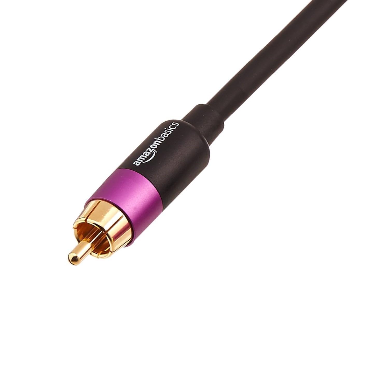 Amazon Basics 1 RCA Audio Cable for Subwoofer, Amplifiers, Active Speakers with Gold-Plated Plugs, Black, 35 feet