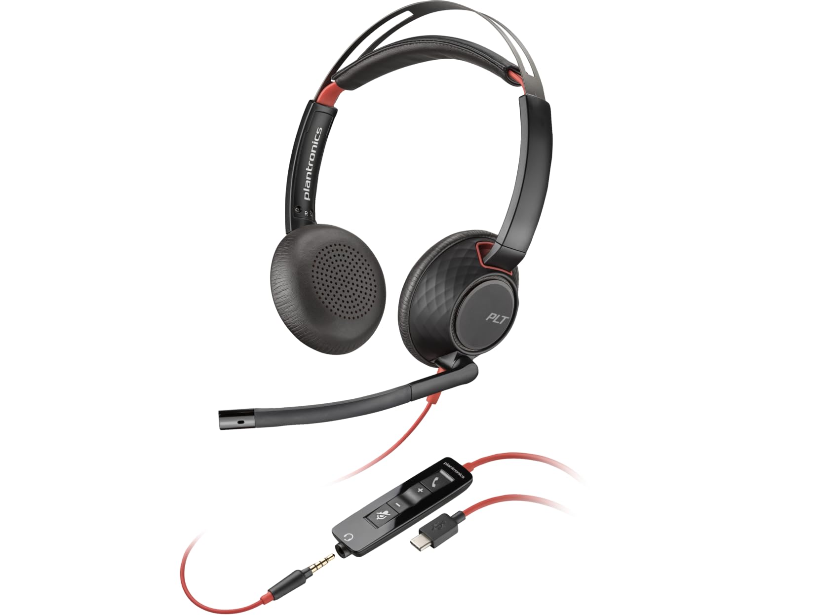 Poly Blackwire 5220 Stereo USB-C Headset + 3.5mm Plug + USB-C/A Adapter