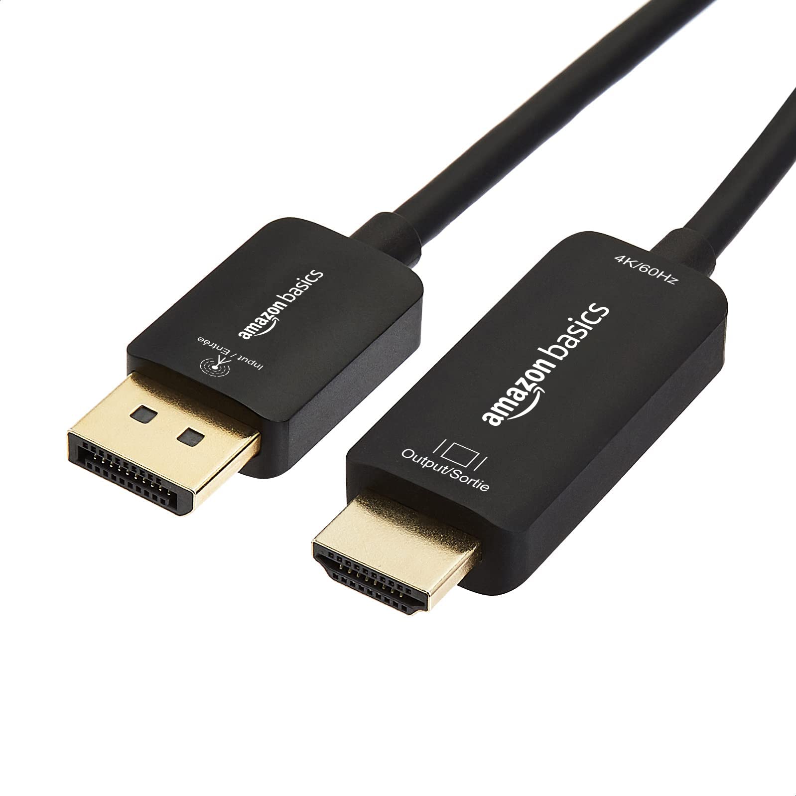 Amazon Basics DisplayPort to HDMI Cable, Uni-Directional, 1080p, 1920x1200, 4K@60Hz, 6 ft, Gold-Plated Plug, Black