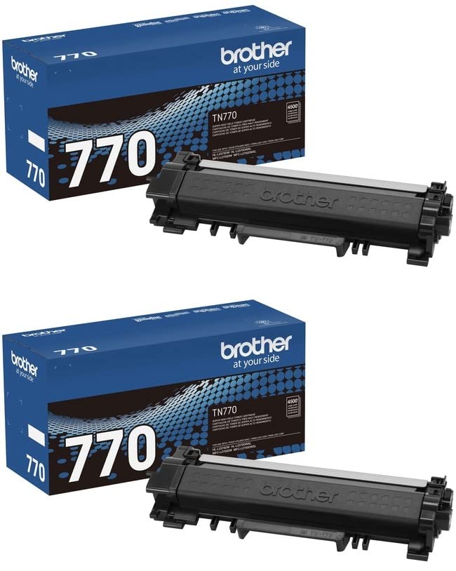 Brother Genuine TN770 2-Pack Super High Yield Black Toner Cartridge with Approximately 4,500 Page Yield/Cartridge