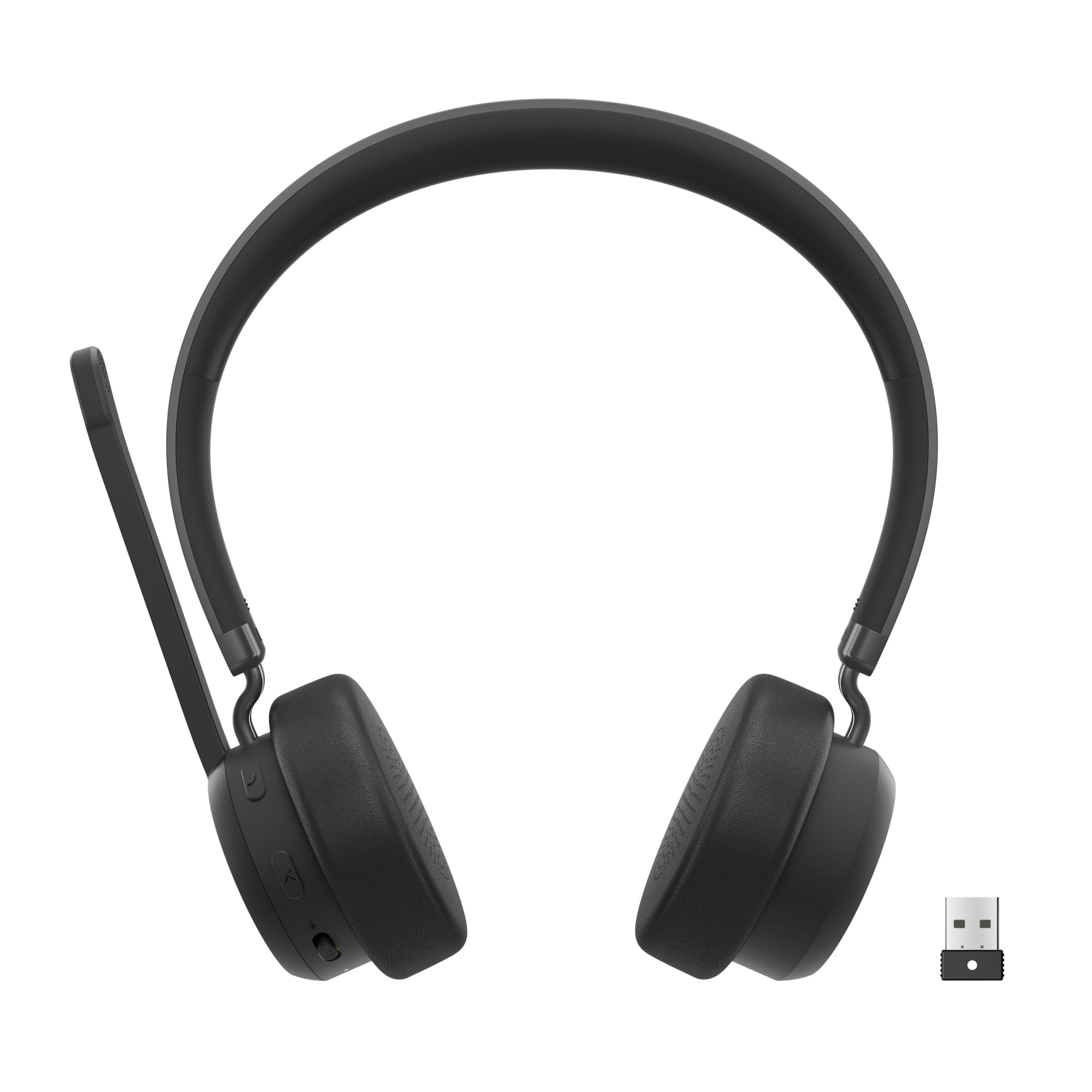 Lenovo Wireless VoIP Headset Teams Certified, Noise-Canceling Mic, Bluetooth 5.3 Multipoint, USB-A Receiver, 31-Hour Talk & 60-Hour Playback, Lightweight Over-Ear Design, Replaceable Earcups