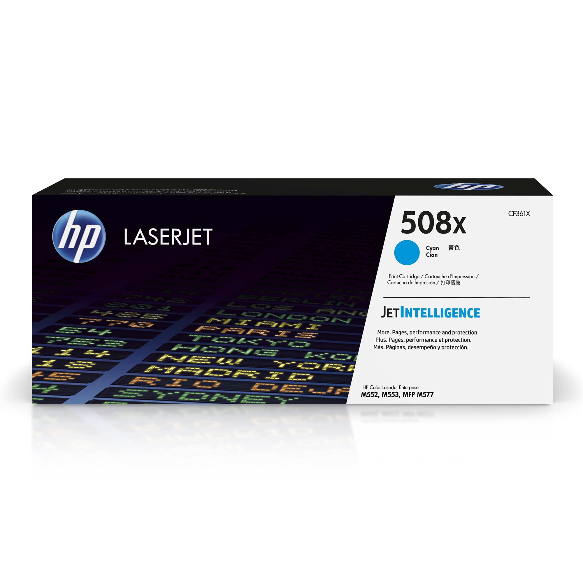 HP 508X Cyan High-yield Toner Cartridge | Works with HP Color LaserJet Enterprise M552, M553, HP Color LaserJet Enterprise MFP M577 Series | CF361X