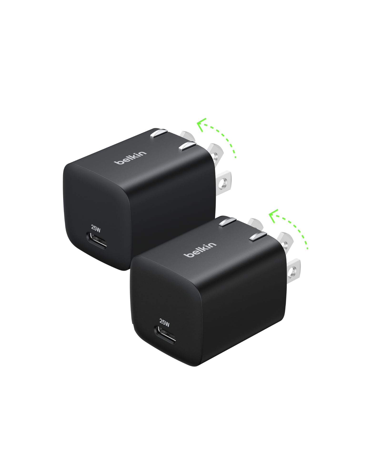 Belkin USB C Charger Block 25W (2 Pack) – PD3.0 PPS Super Fast Charging - Samsung Galaxy S25, S24, Apple iPhone 16, iPhone 15/14/13 Plus, Pro, Pro Max, Google Pixel 9, Nintendo Switch, etc - Black