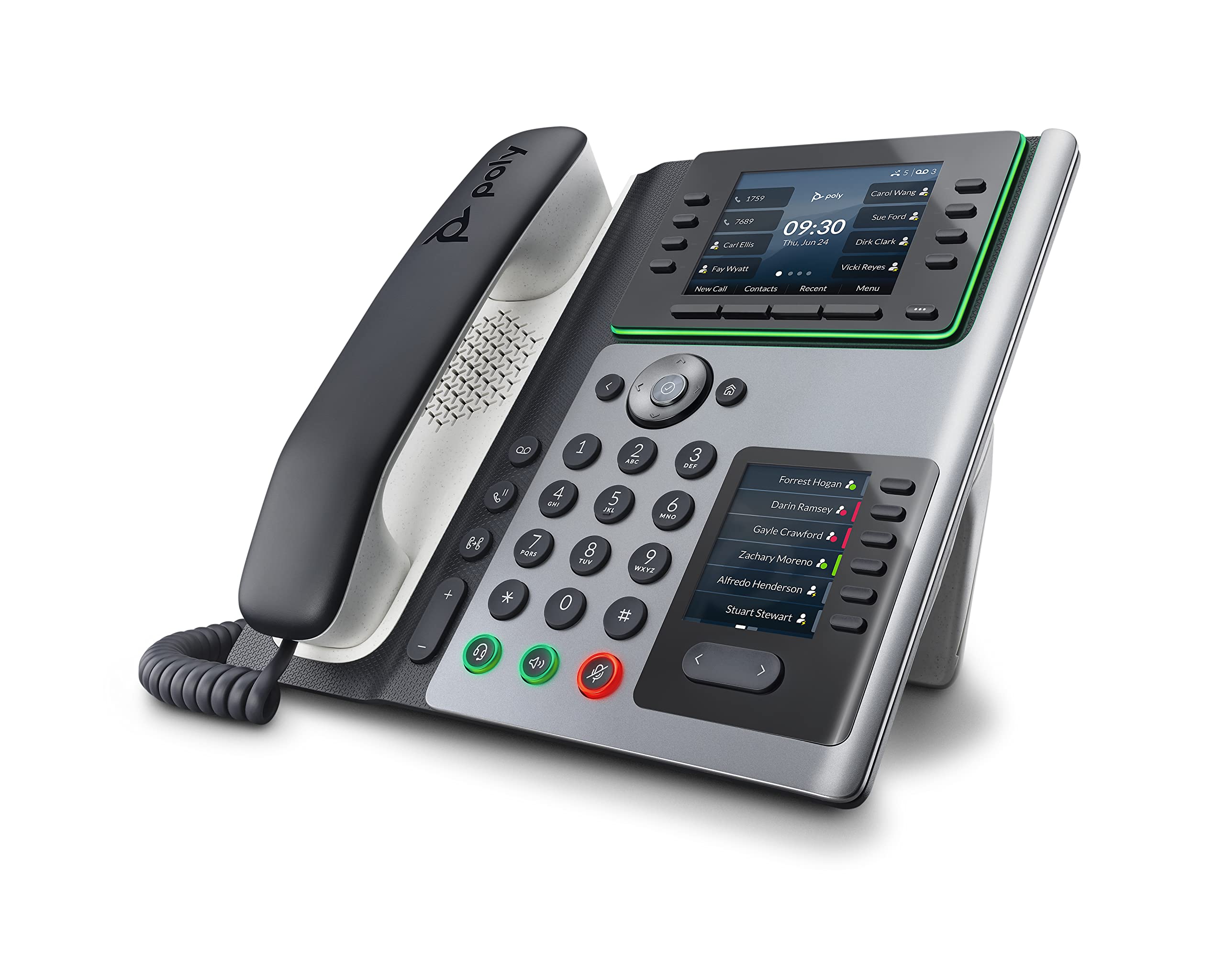 Poly Edge E450 IP Desk Phones (Plantronics + Polycom) – Easy to Install with Included Wi-Fi – 8-line Keys Supporting up to 32 Lines - Integrated Bluetooth for Mobile Phone and Headset Pairing