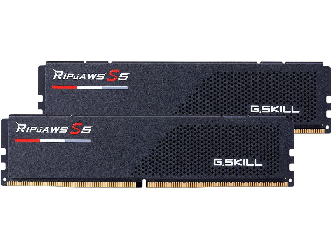 G.SKILL Ripjaws S5 Series (Intel XMP 3.0) DDR5 RAM 32GB (2x16GB) 6000MT/s CL30-40-40-96 1.35V Desktop Computer Memory UDIMM - Matte Black (F5-6000J3040F16GA2-RS5K)