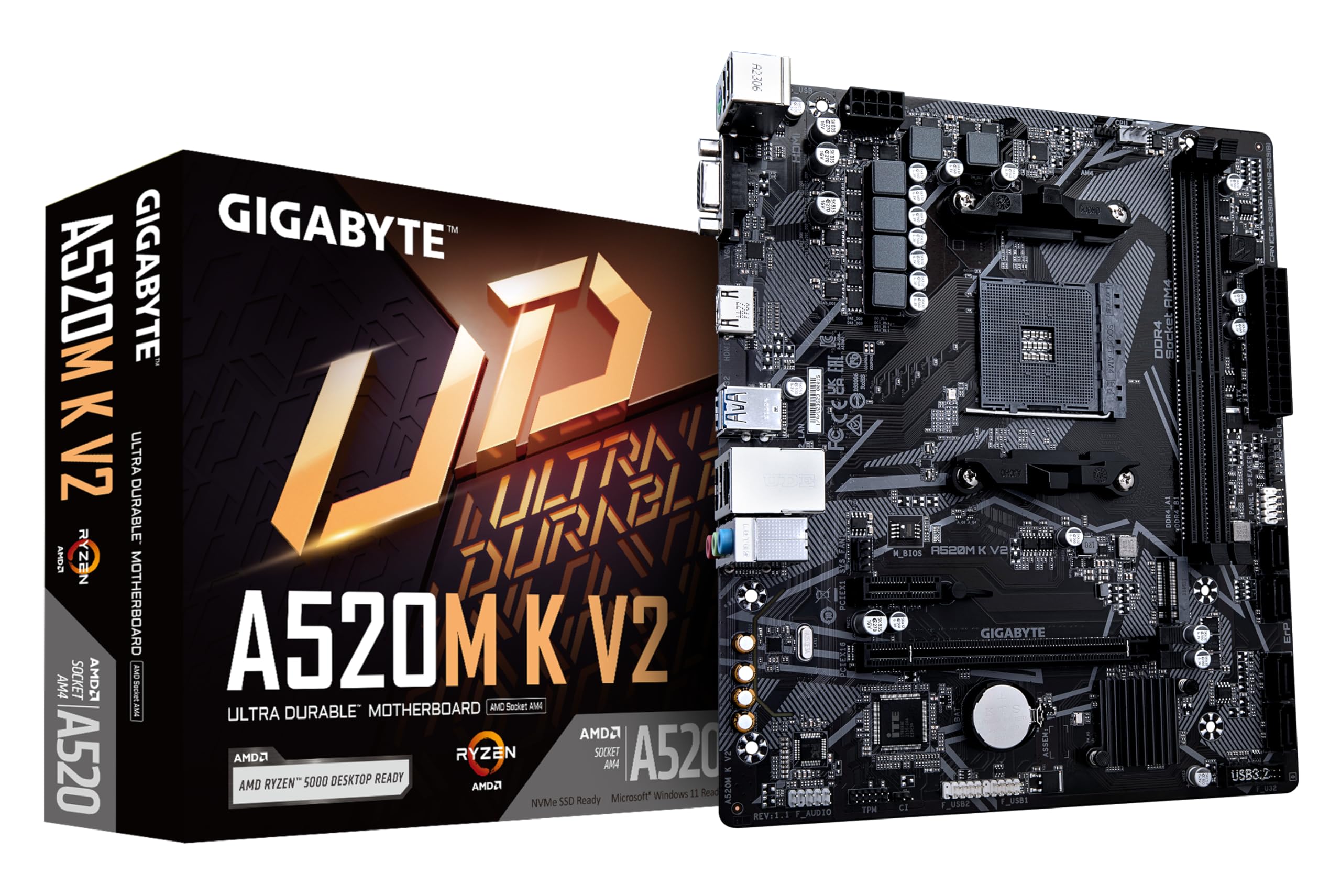 GIGABYTE A520M K V2 (REV. 1.0) CHIPSET AMD A520 AM4, MATX, DDR4 - A520M K V2 1.0 MAE Card