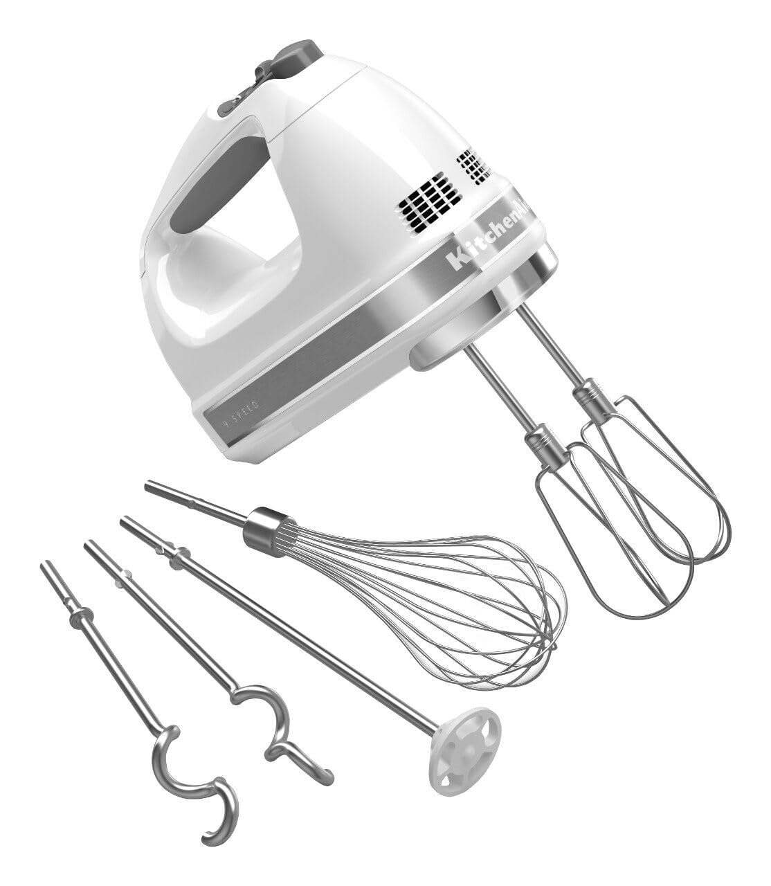 KitchenAid 9-Speed Digital Hand Mixer with Turbo Beater II Accessories and Pro Whisk - White