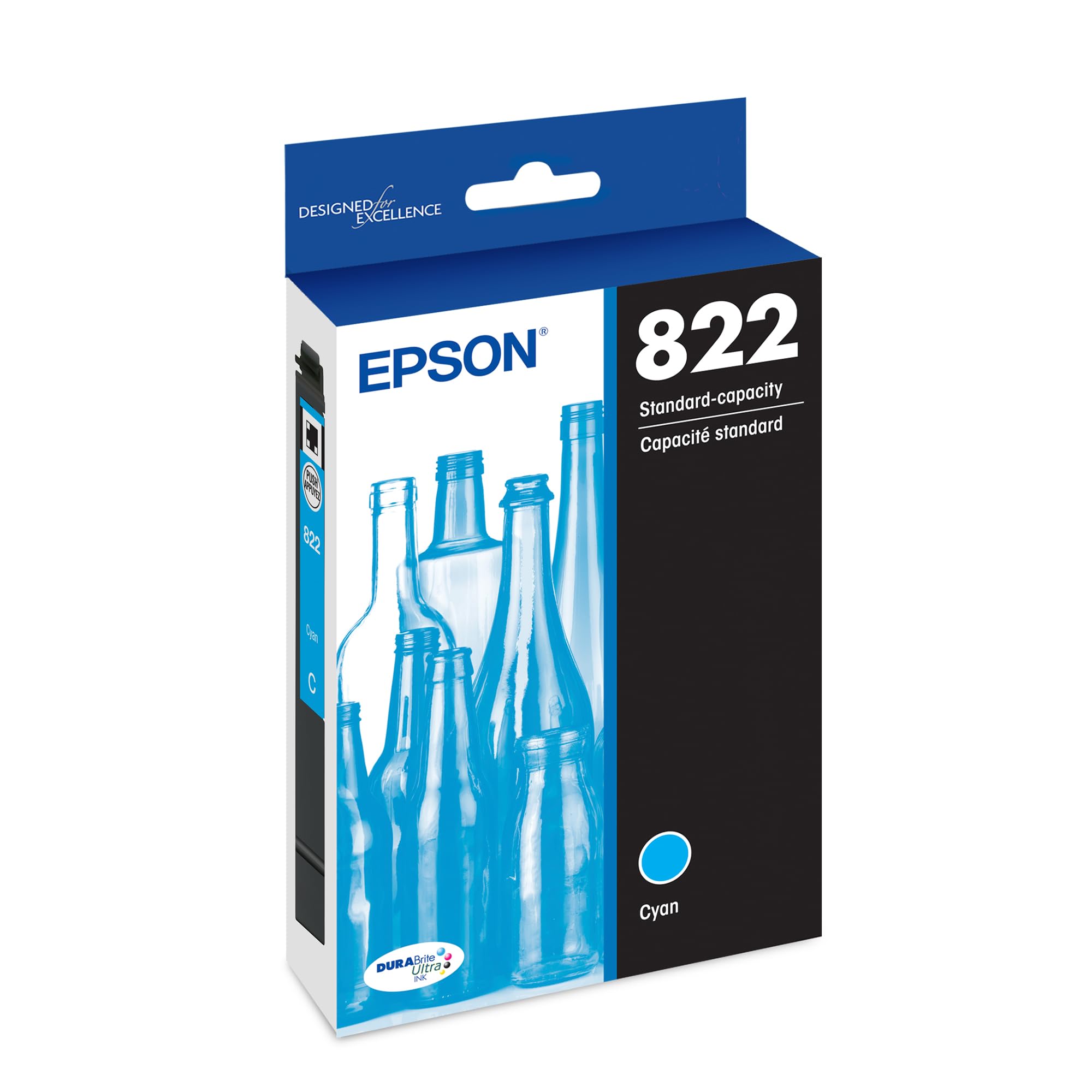 EPSON 822 DURABrite Ultra Ink Standard Capacity Cyan Cartridge (T822220-S) Works with WorkForce Pro WF-3820, WF-3823, WF-4820, WF-4830, WF-4833, WF-4834