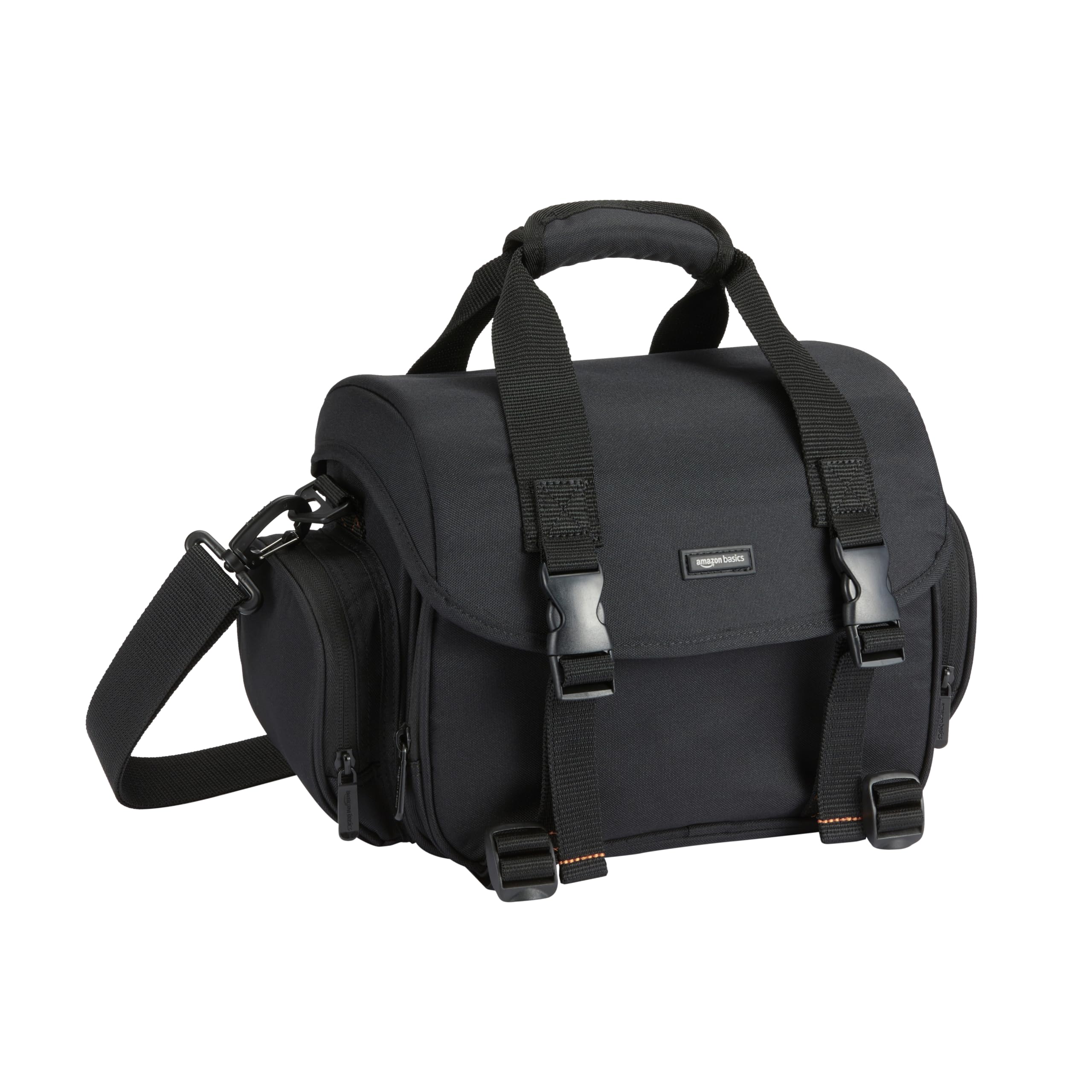 Amazon Basics Large DSLR Gadget Bag, Black with Orange Interior, Solid